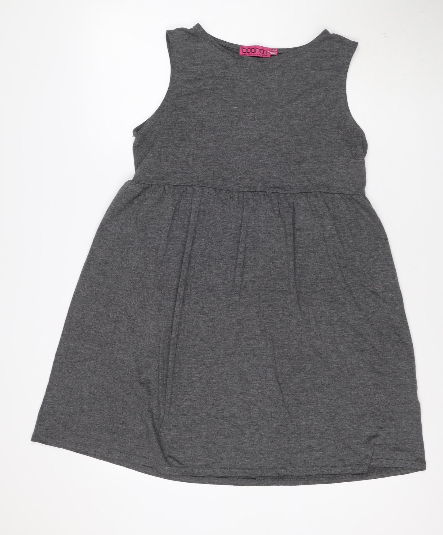 Boohoo Women's Grey Sleeveless Jersey Skater Dress Size 10
