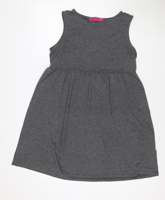 Boohoo Women's Grey Sleeveless Jersey Skater Dress Size 10