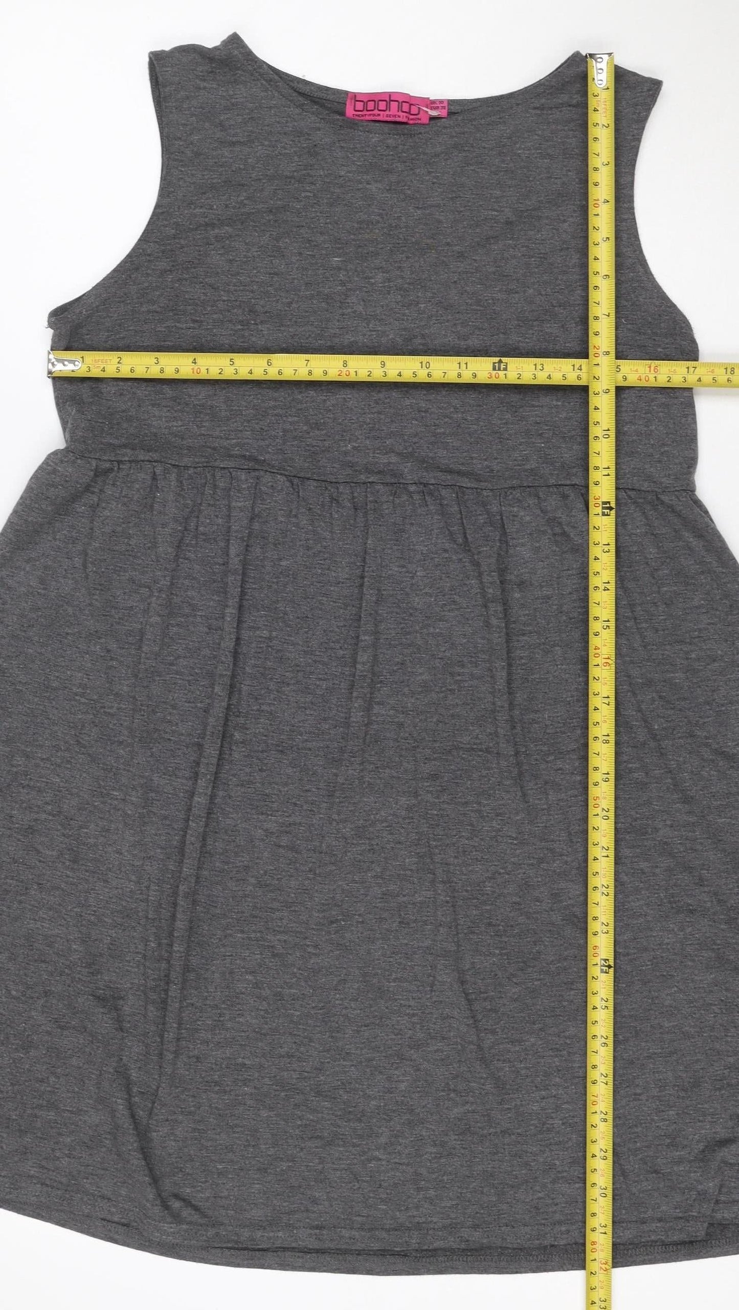 Boohoo Women's Grey Sleeveless Jersey Skater Dress Size 10