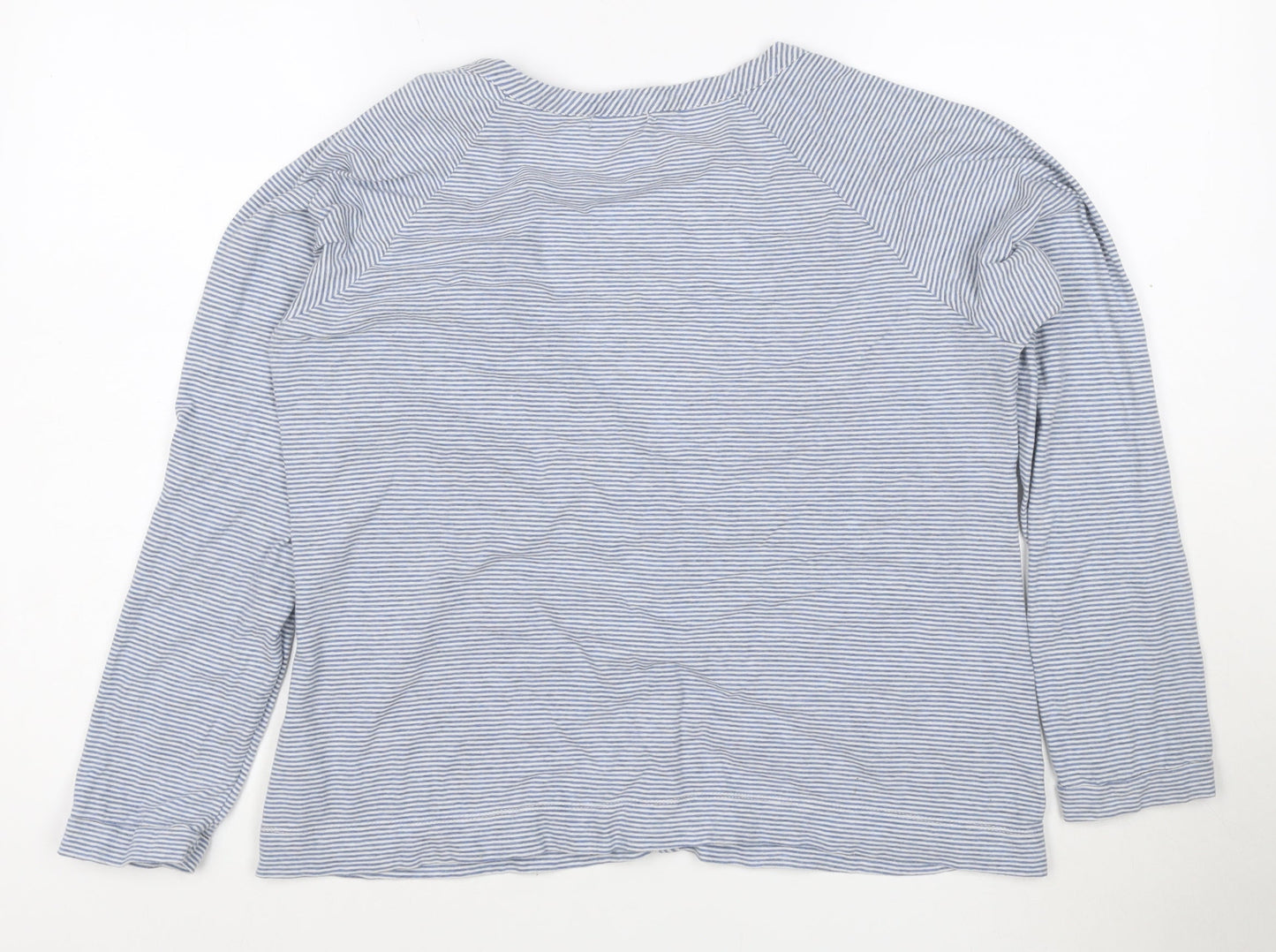 Cath Kidston Women's Blue Striped Long Sleeve Cotton Button-Up Top L