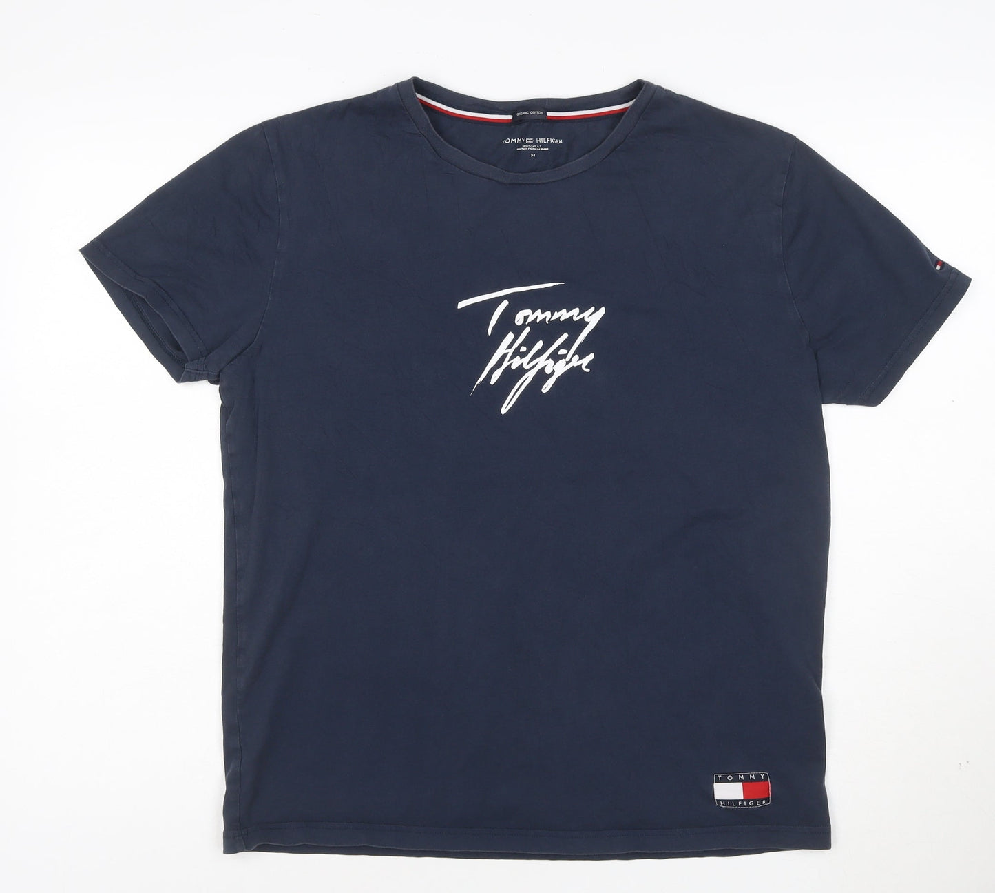 Tommy Hilfiger Men's Navy Blue Organic Cotton Crew Neck T-Shirt M