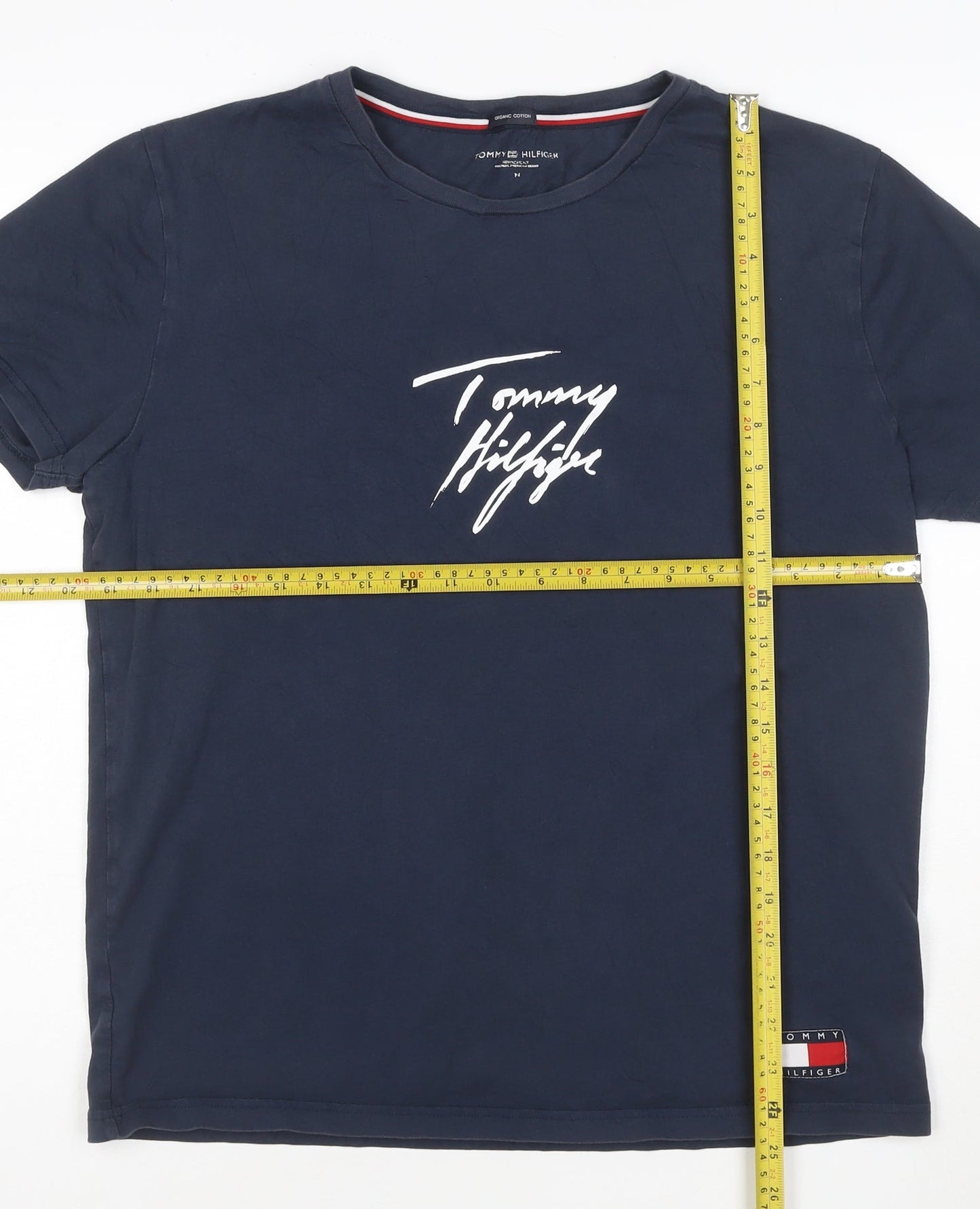 Tommy Hilfiger Men's Navy Blue Organic Cotton Crew Neck T-Shirt M