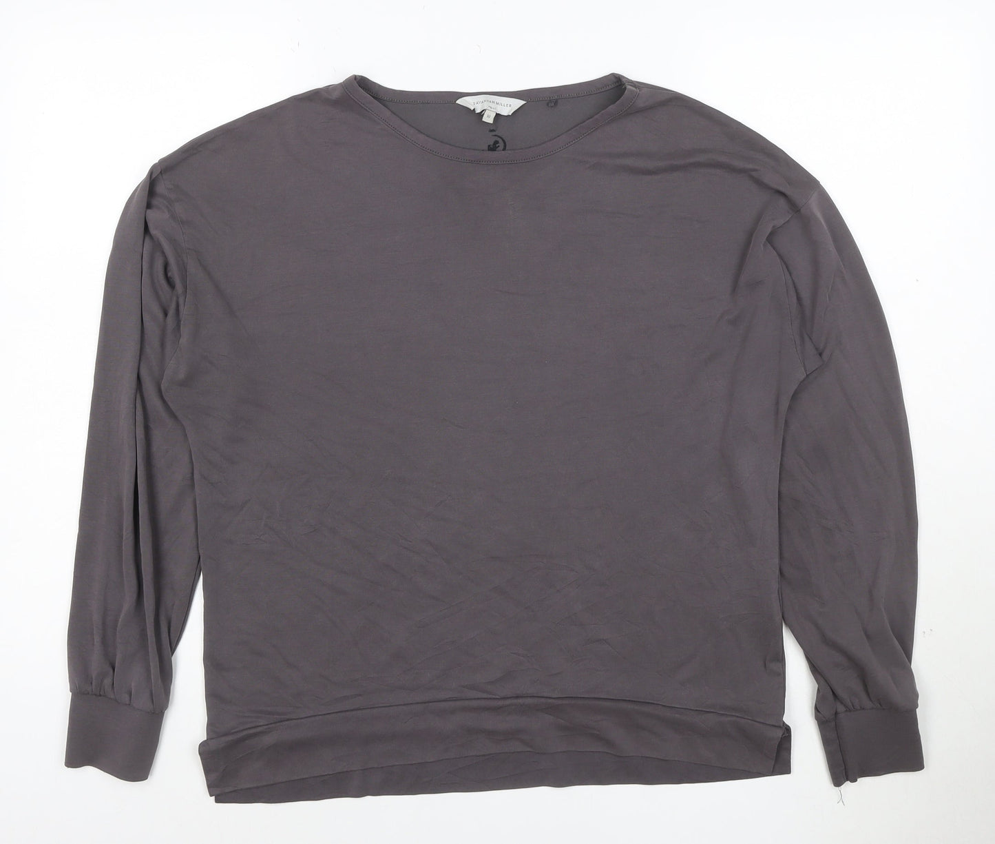 Next Women Grey Long Sleeve Crew Neck Modal Blend T-Shirt Size 10