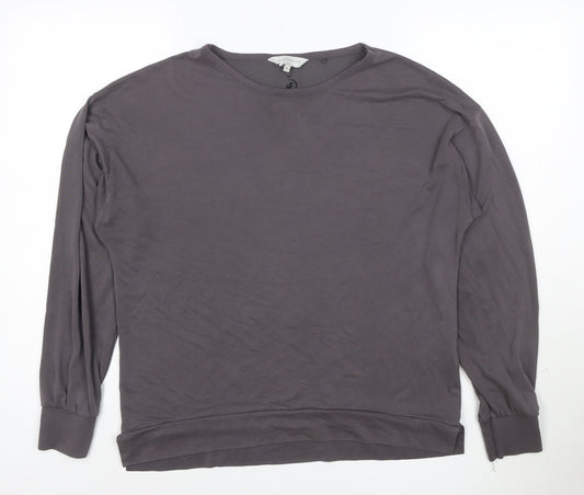 Next Women Grey Long Sleeve Crew Neck Modal Blend T-Shirt Size 10