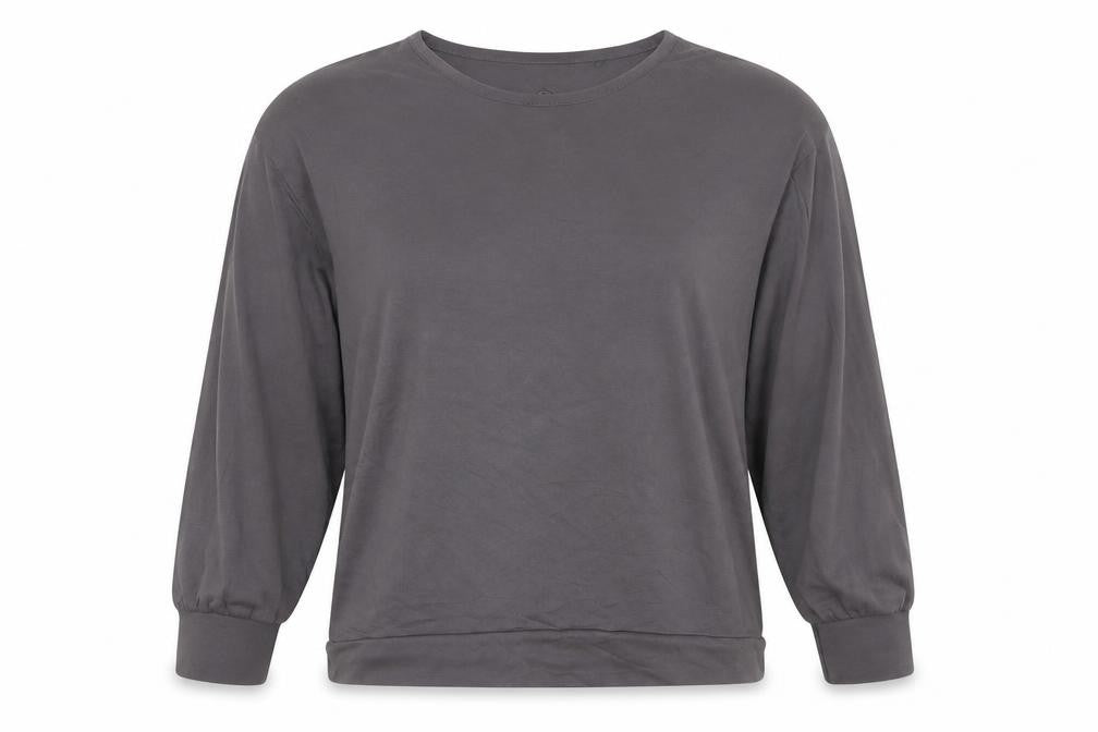 Next Women Grey Long Sleeve Crew Neck Modal Blend T-Shirt Size 10