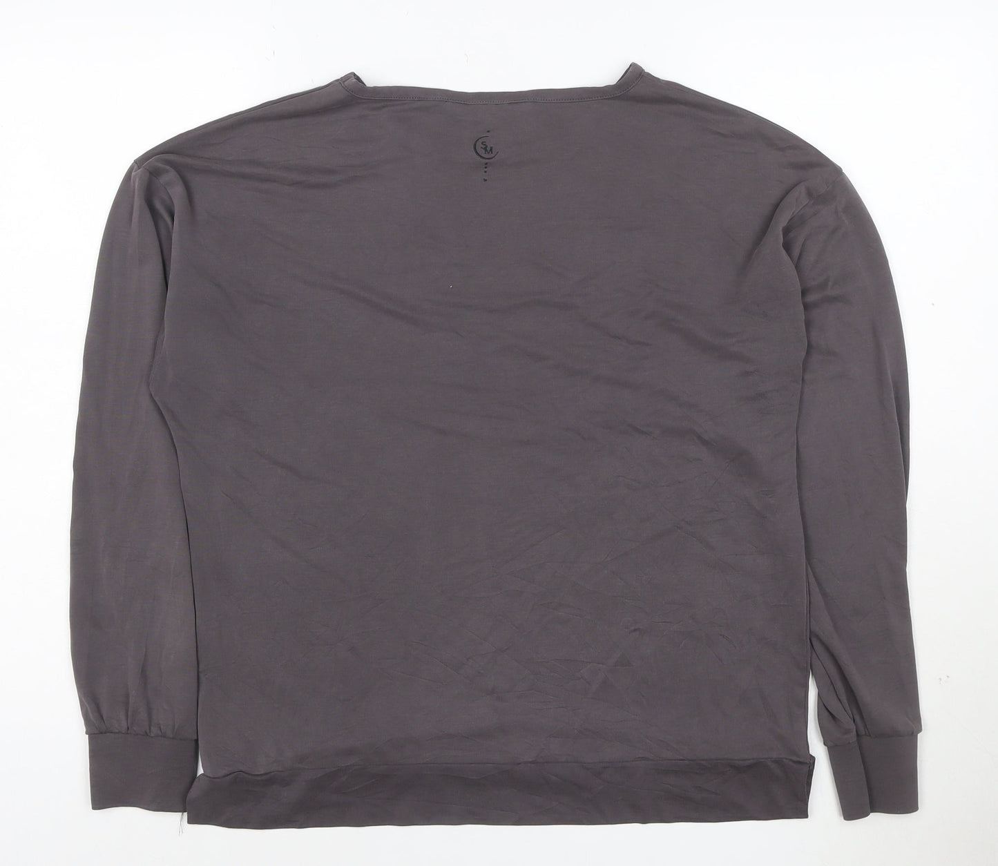 Next Women Grey Long Sleeve Crew Neck Modal Blend T-Shirt Size 10
