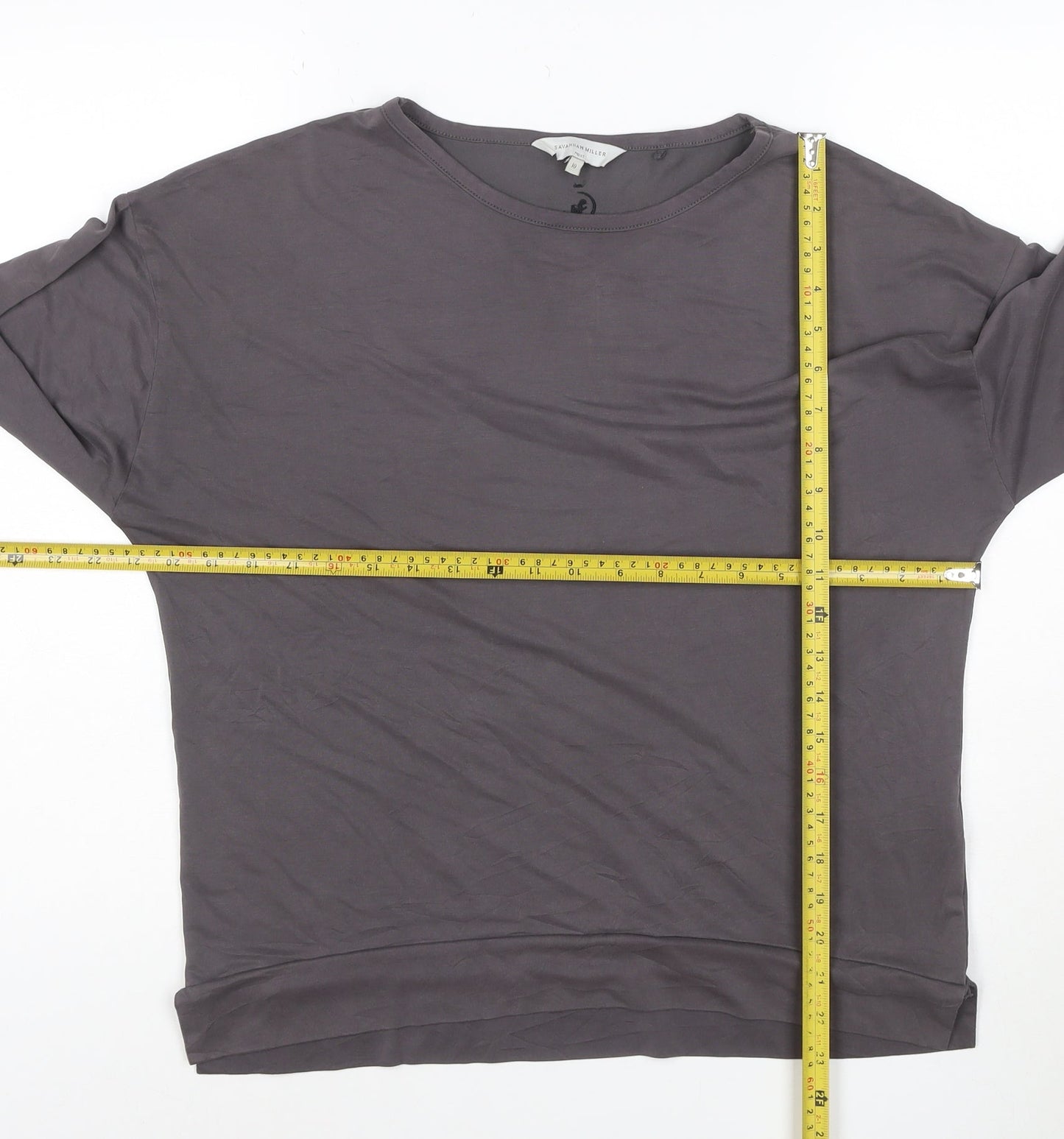 Next Women Grey Long Sleeve Crew Neck Modal Blend T-Shirt Size 10