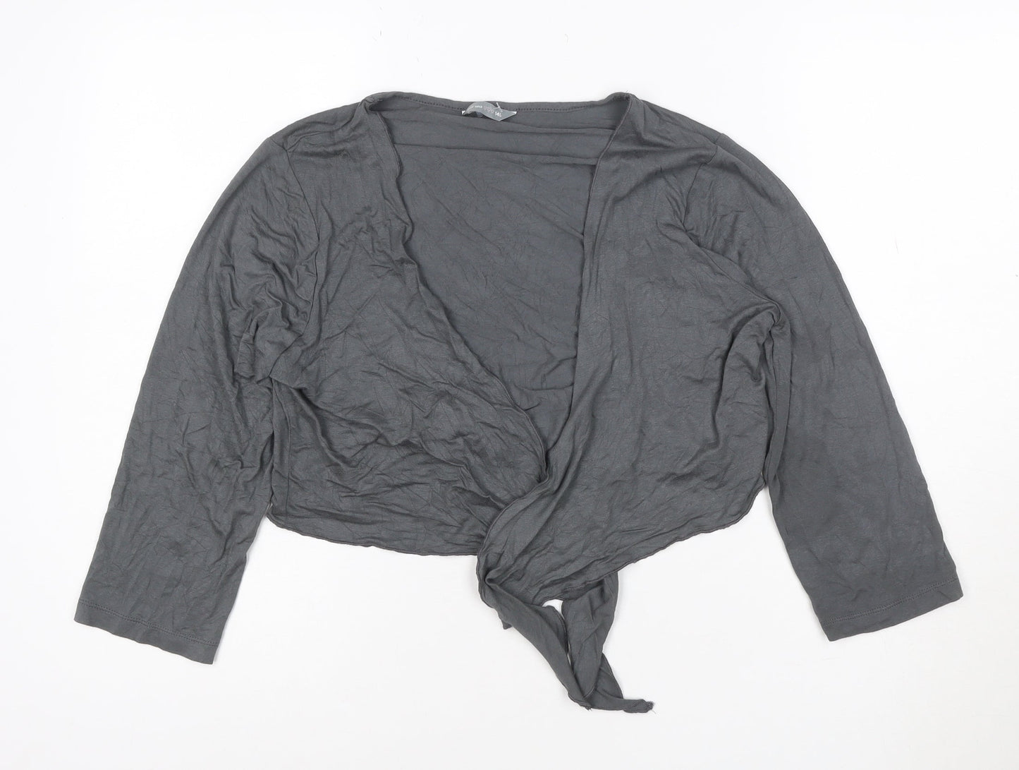Marks and Spencer Per Una Grey Wrap Blouse Women’s Size 14 Long Sleeve