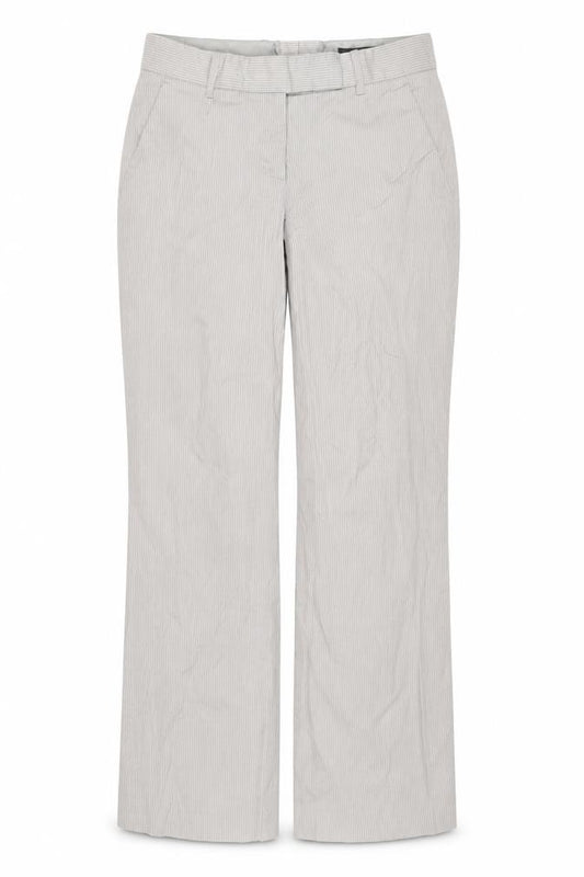 H&M Women's Beige Striped Regular Fit Cotton Blend Trousers Size 6