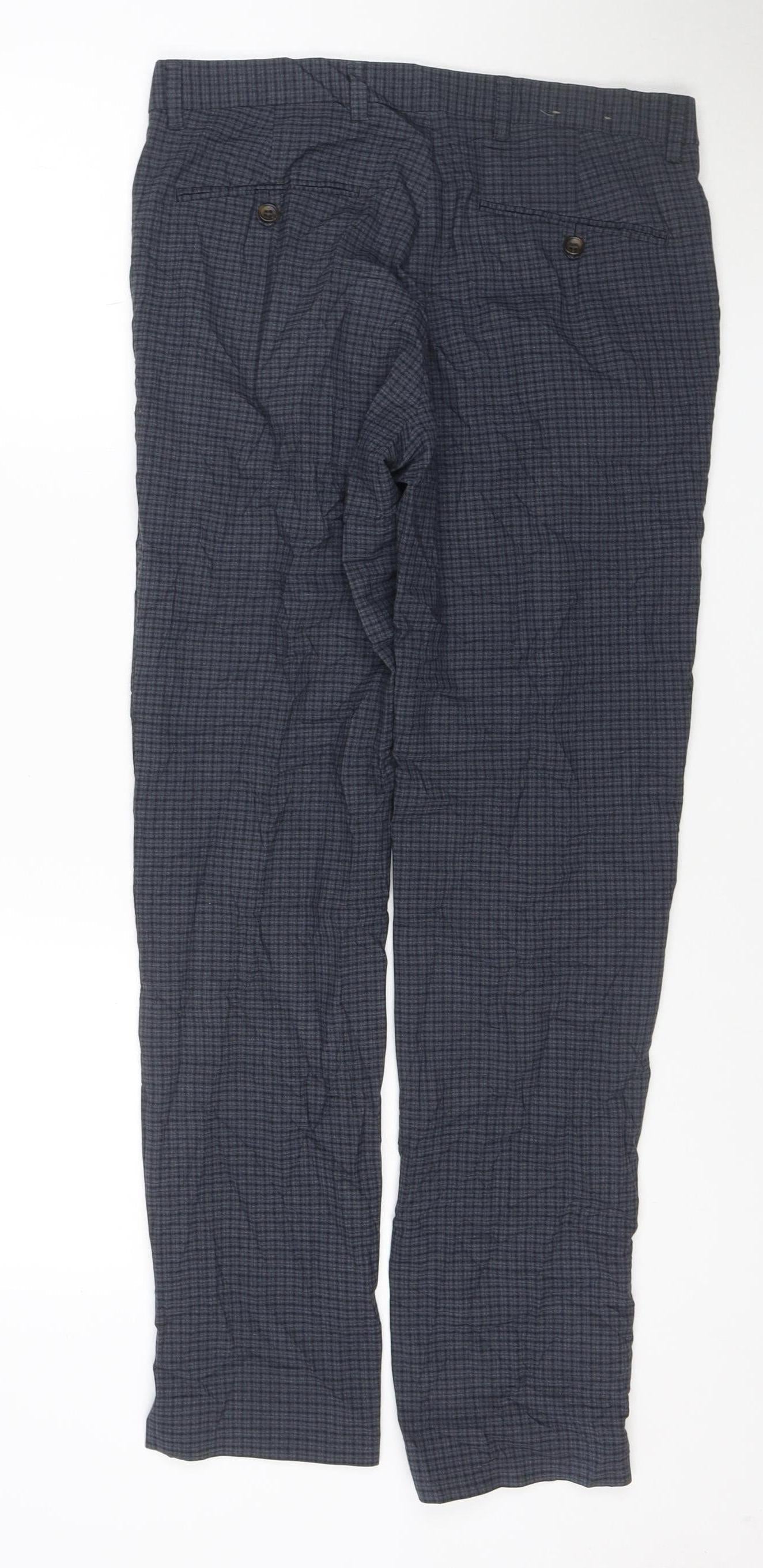 Next Men's Blue Check Slim Fit Tailored Trousers 30R