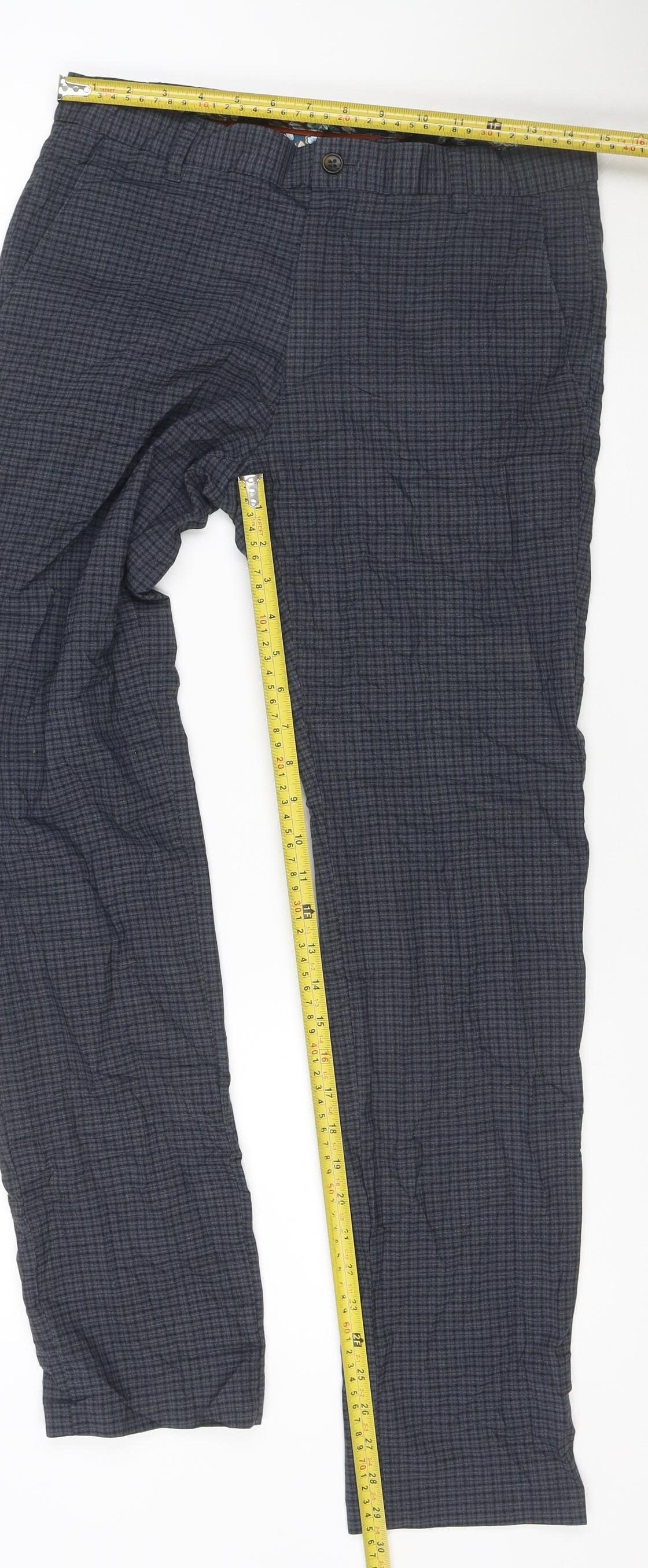 Next Men's Blue Check Slim Fit Tailored Trousers 30R