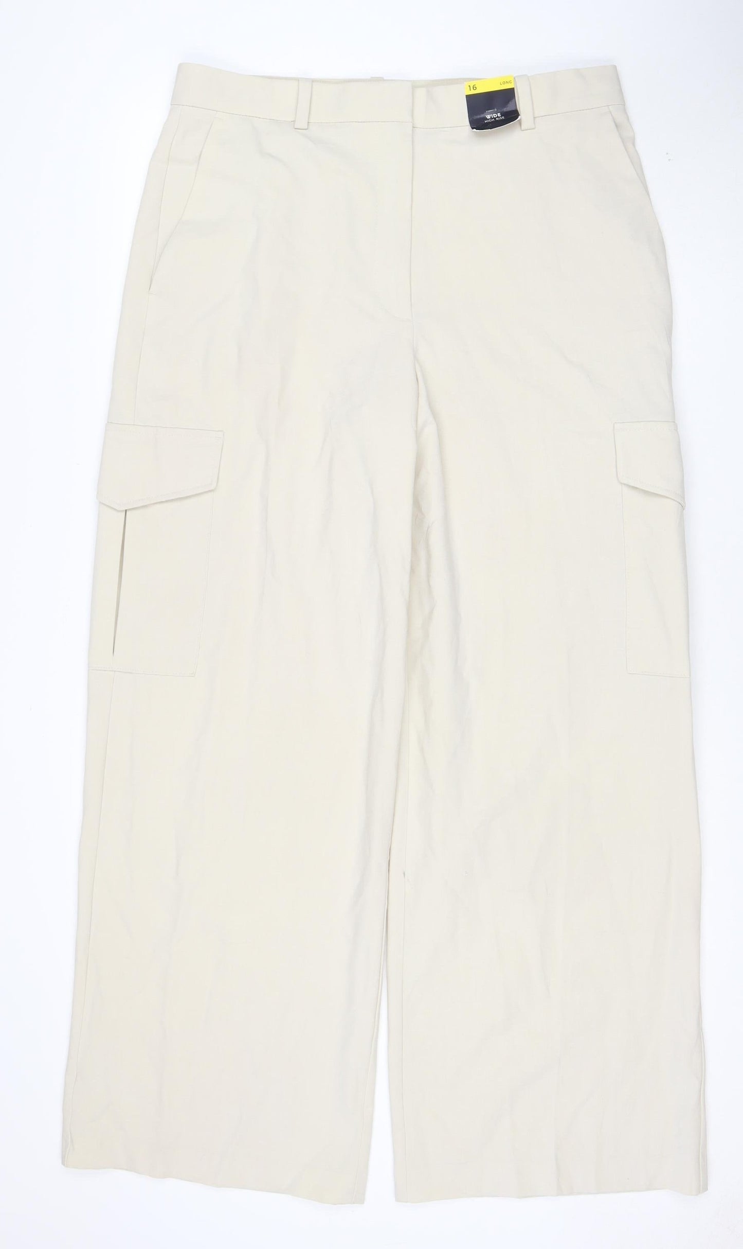 Marks and Spencer Women Beige Cargo Trousers Size 16 Tall