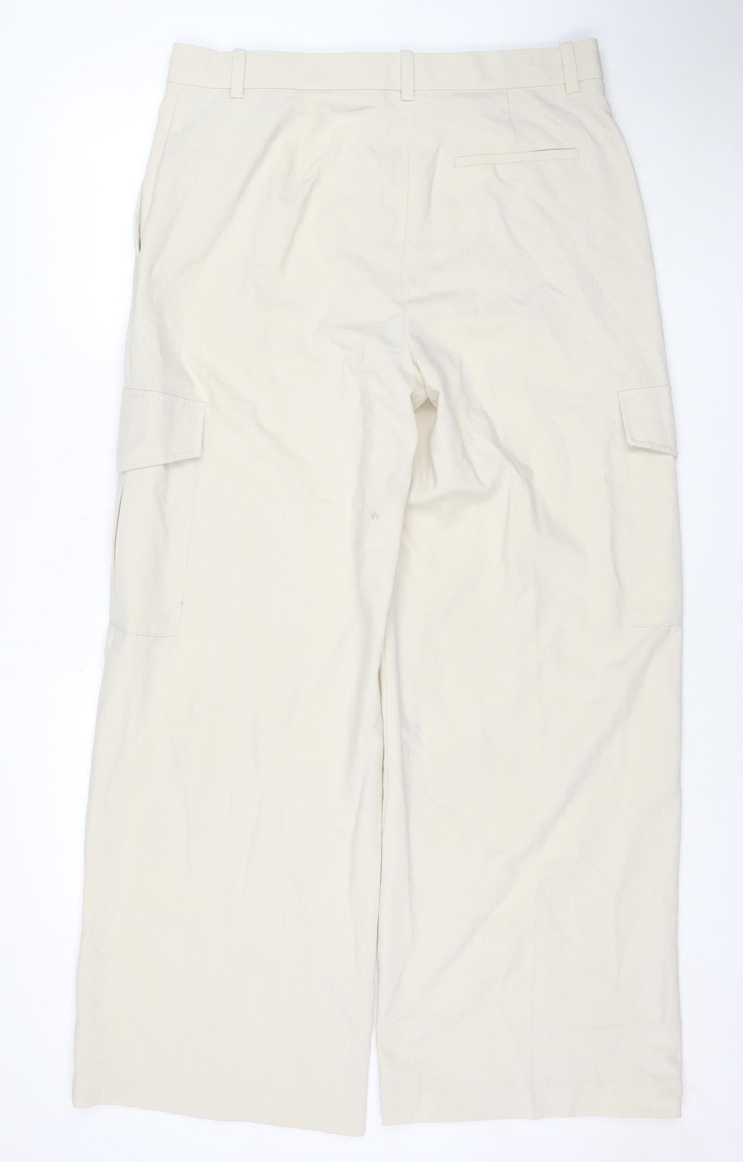 Marks and Spencer Women Beige Cargo Trousers Size 16 Tall