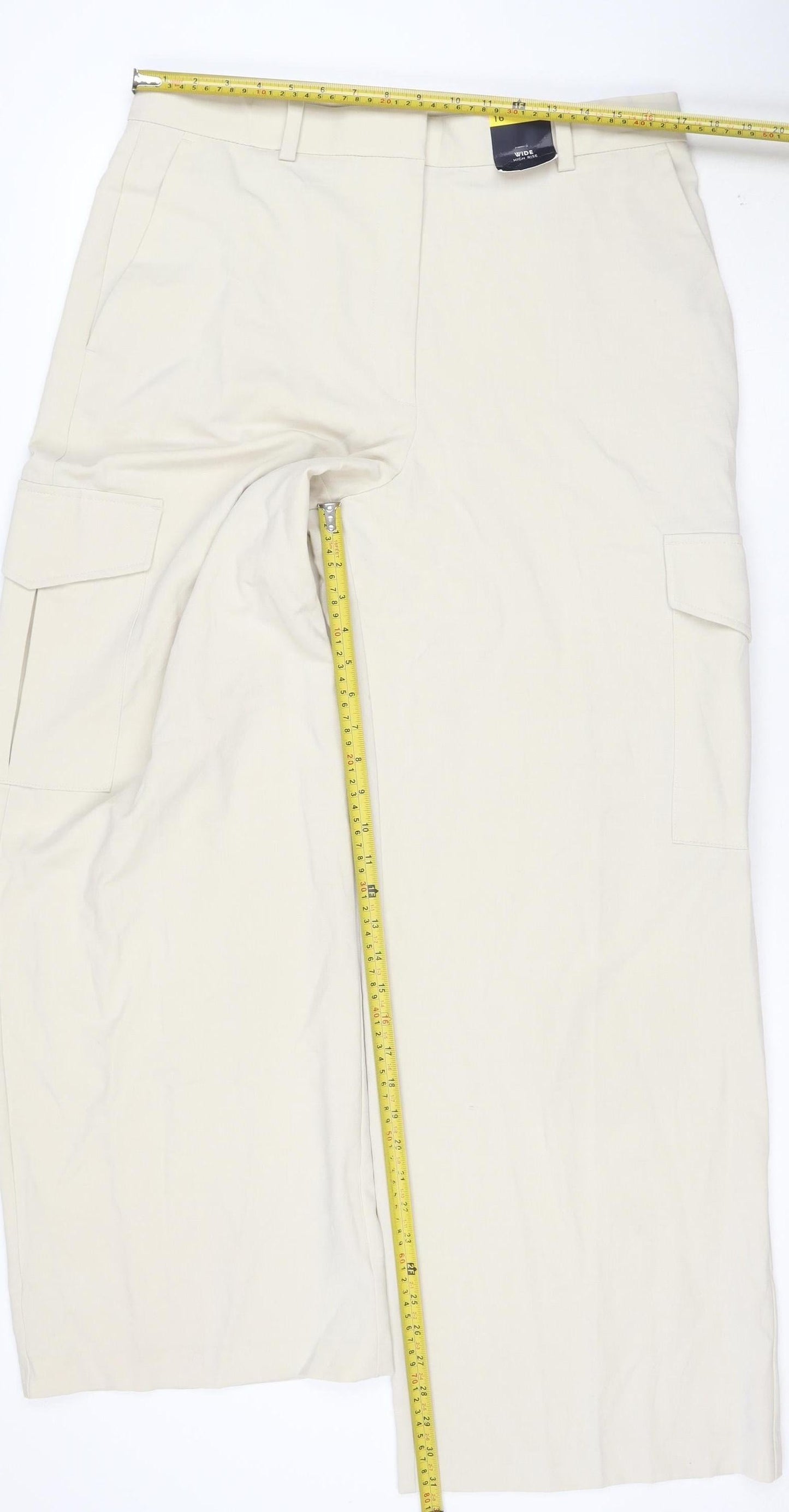 Marks and Spencer Women Beige Cargo Trousers Size 16 Tall