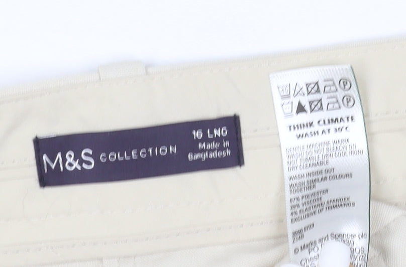 Marks and Spencer Women Beige Cargo Trousers Size 16 Tall