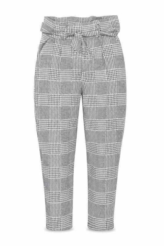 I Saw It First Womens Grey Check Tapered Belted Trousers Size 10