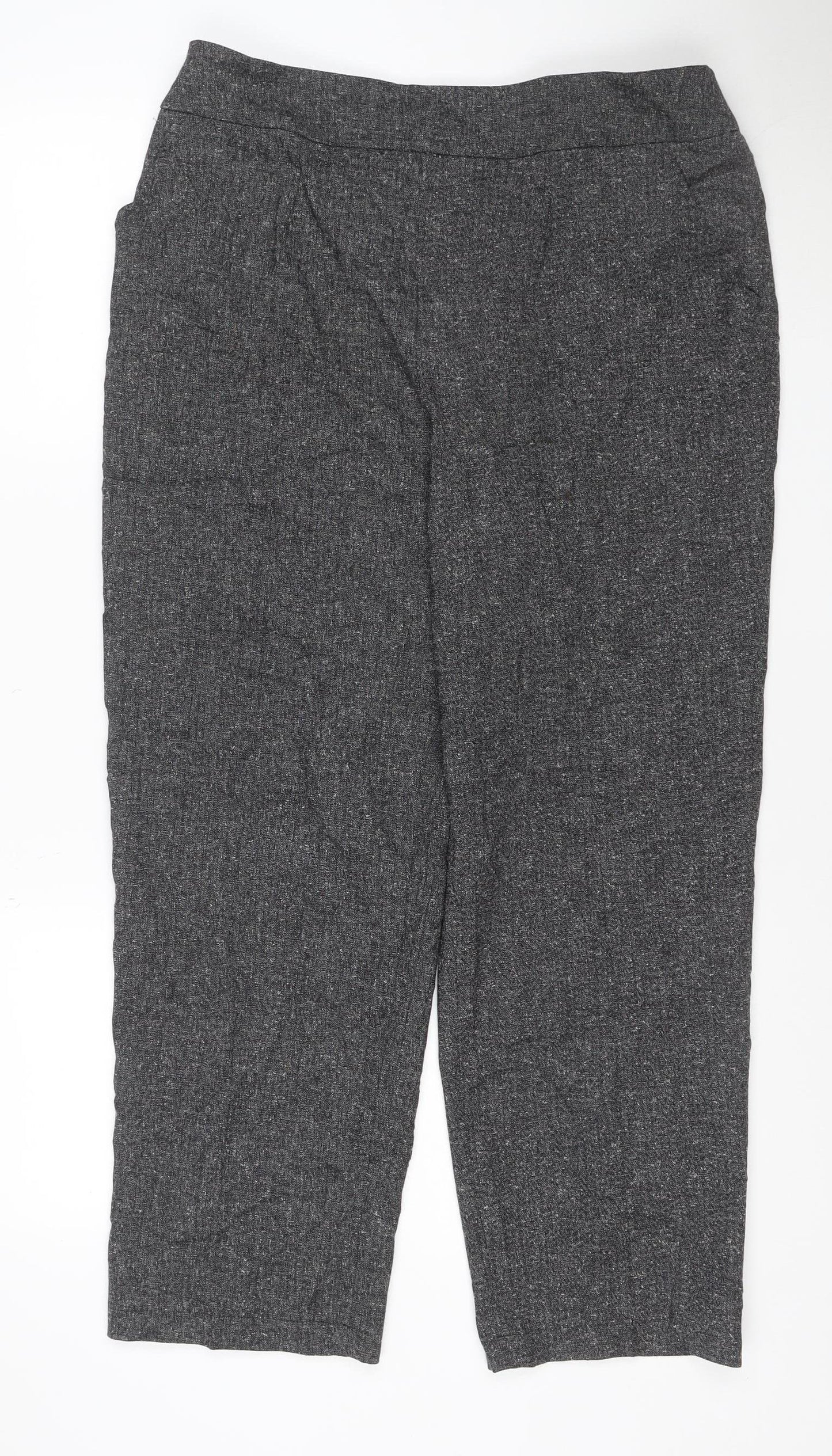 David Nieper Women’s Grey Straight-Leg Trousers Size 18 Stretch Viscose Blend