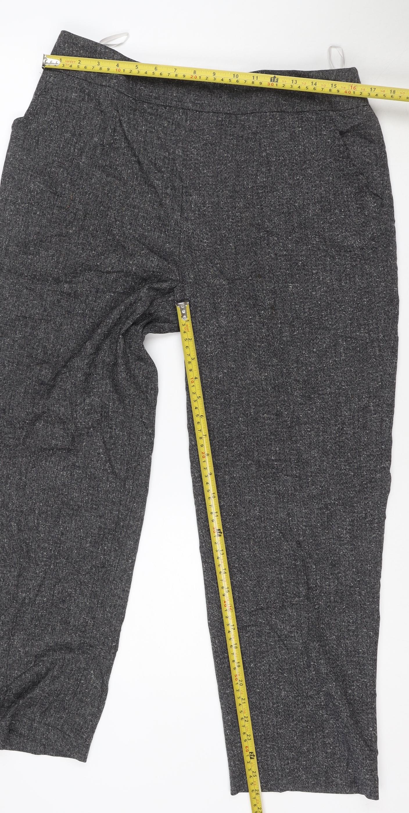 David Nieper Women’s Grey Straight-Leg Trousers Size 18 Stretch Viscose Blend