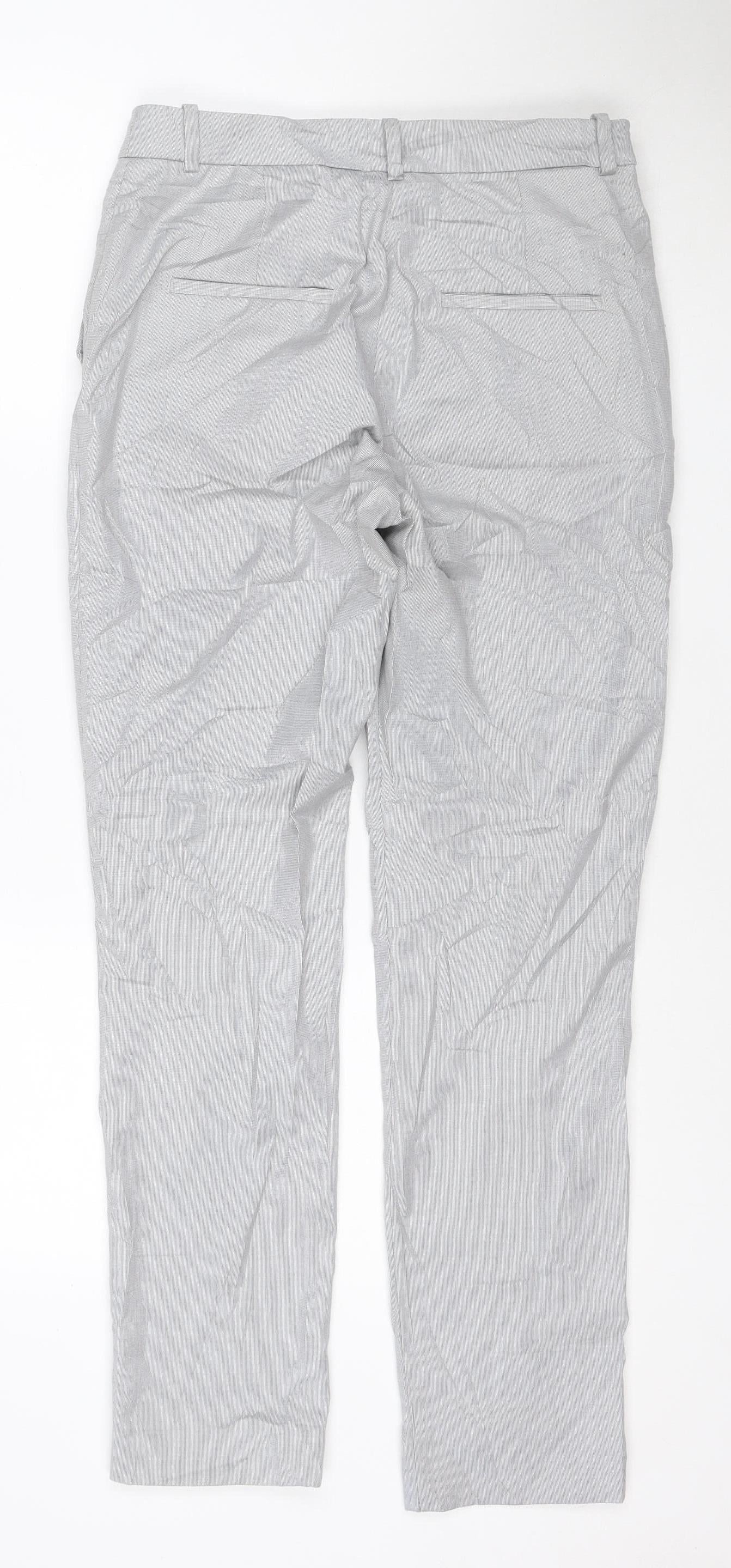 H&M Women’s Grey Check Chino Trousers Size 8 Regular Fit