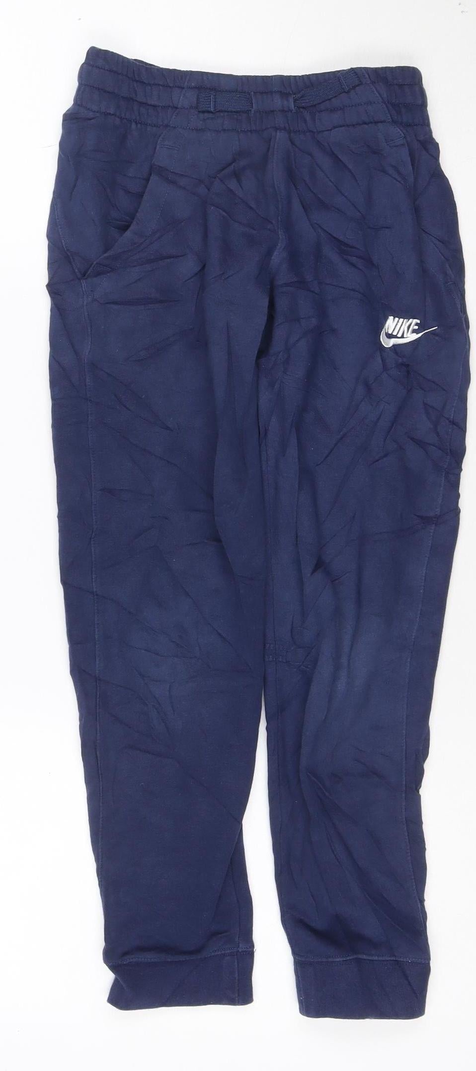 Nike Boys Blue Jogger Sweatpants Small 128-137cm Cotton Blend Activewear