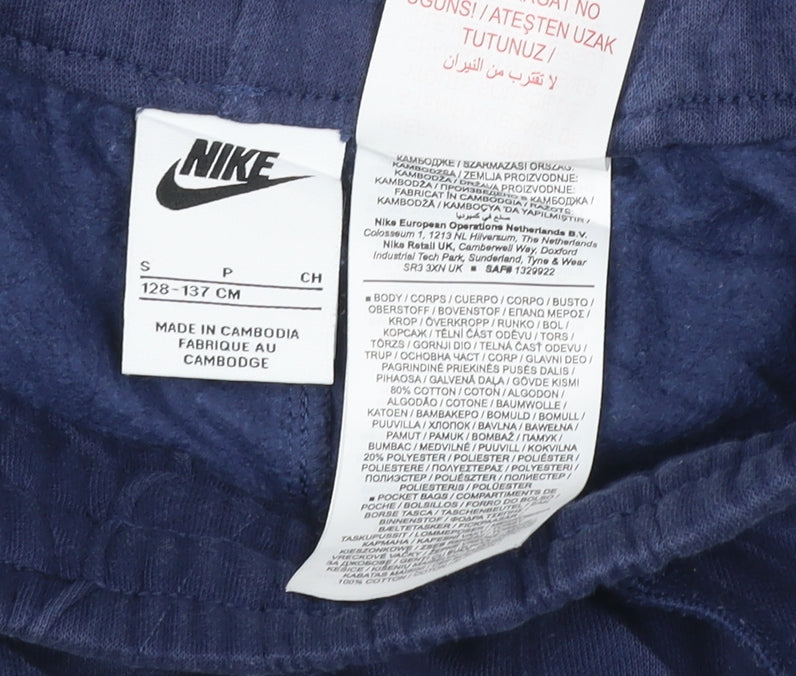 Nike Boys Blue Jogger Sweatpants Small 128-137cm Cotton Blend Activewear