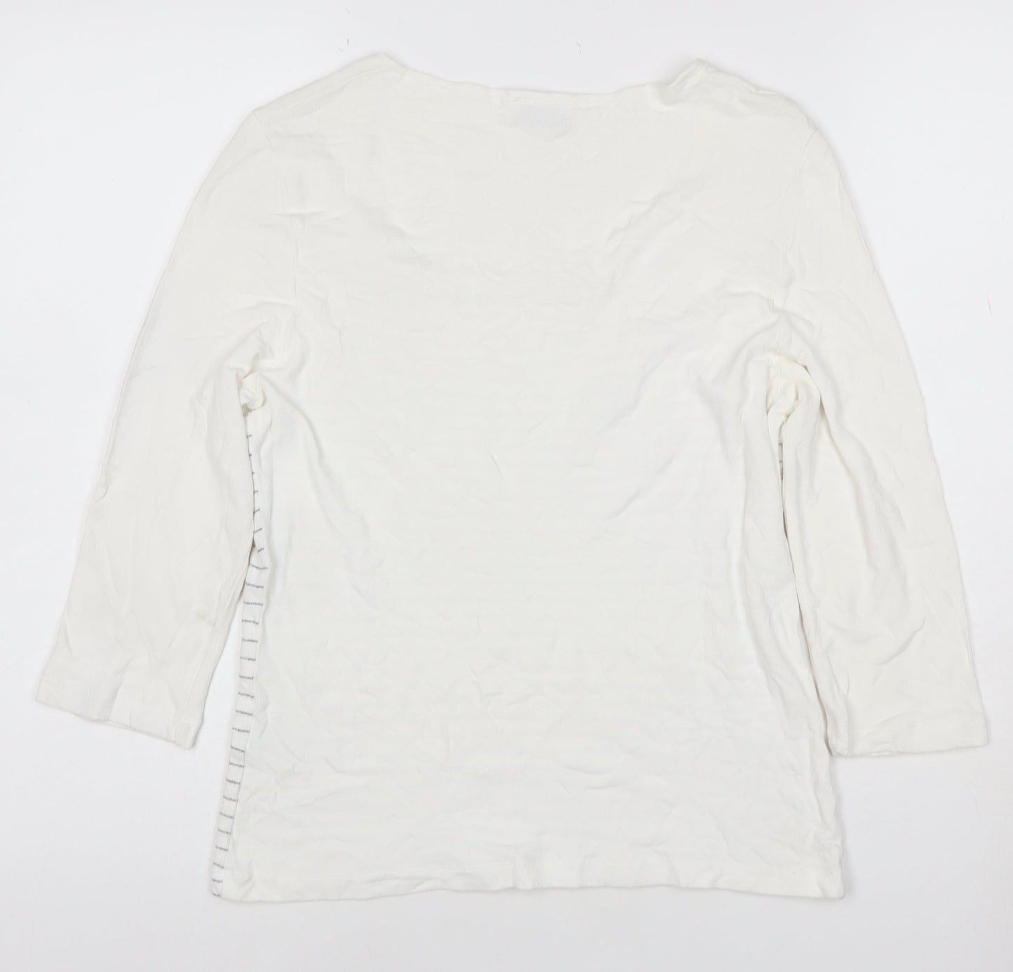 Minuet Women’s White Striped Jersey 3/4 Sleeve T-Shirt Size 12