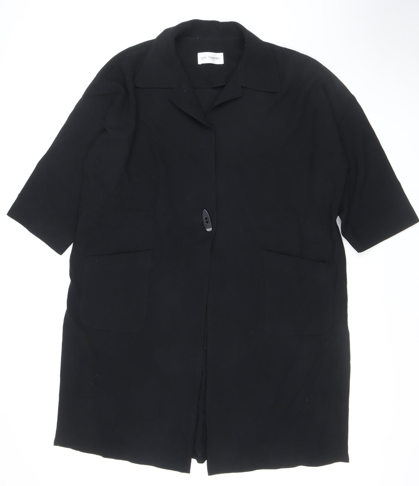 Gail Hoppen Womens Black Wool Mid-Length Overcoat Size 10