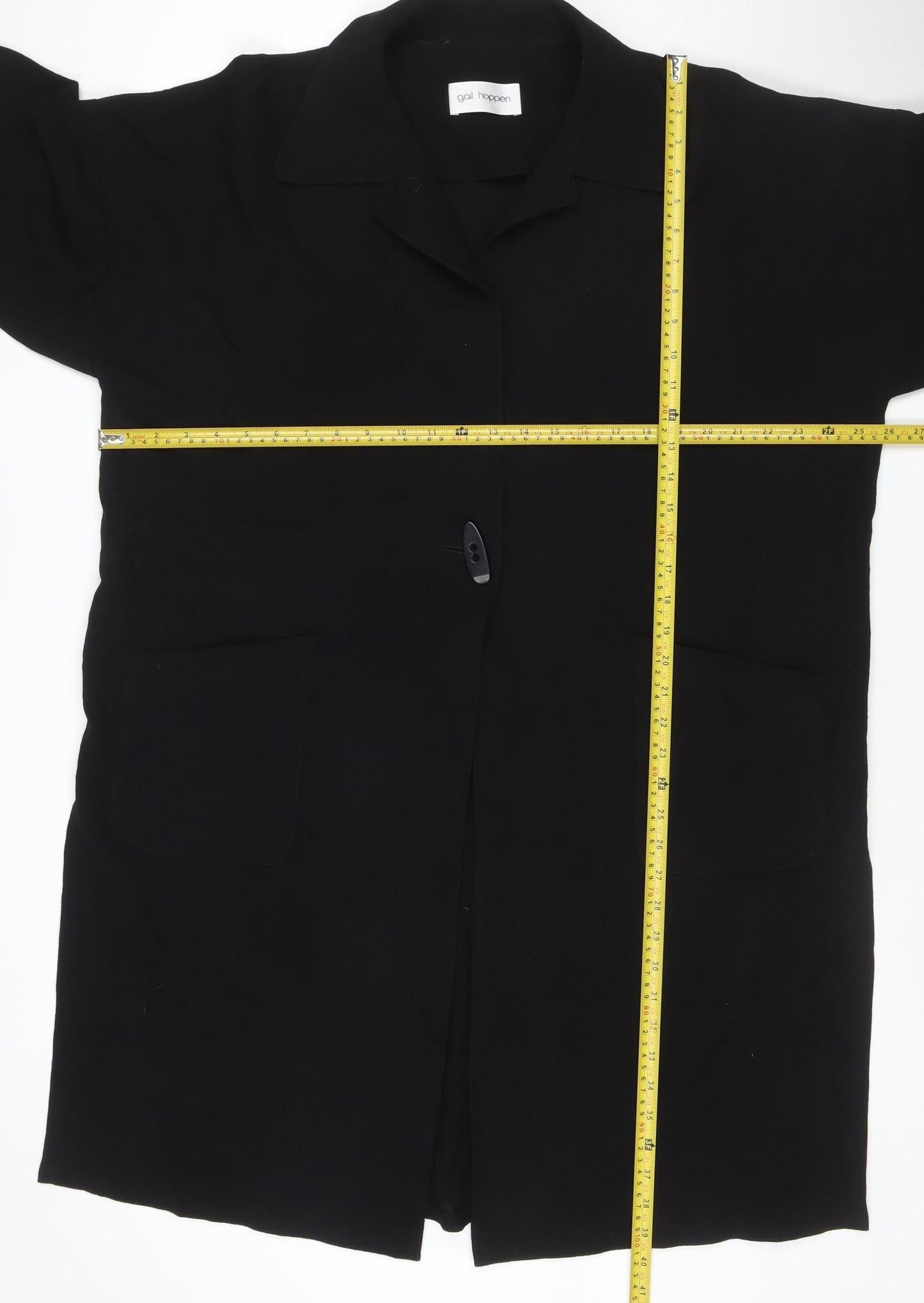 Gail Hoppen Womens Black Wool Mid-Length Overcoat Size 10