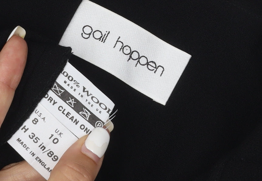 Gail Hoppen Womens Black Wool Mid-Length Overcoat Size 10