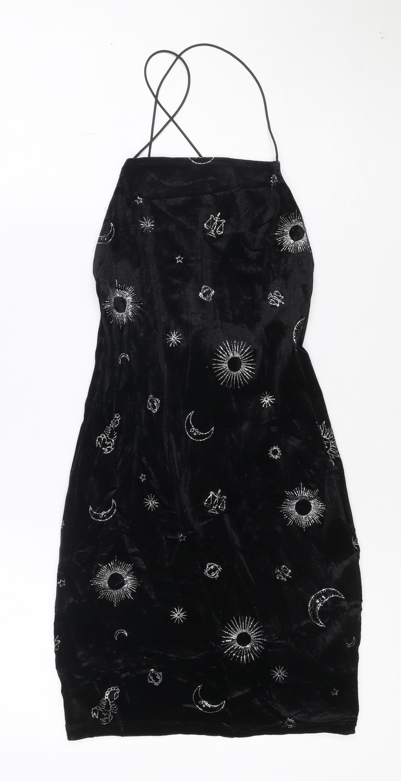 Divided Women’s Black Velvet Zodiac Slip Dress XS