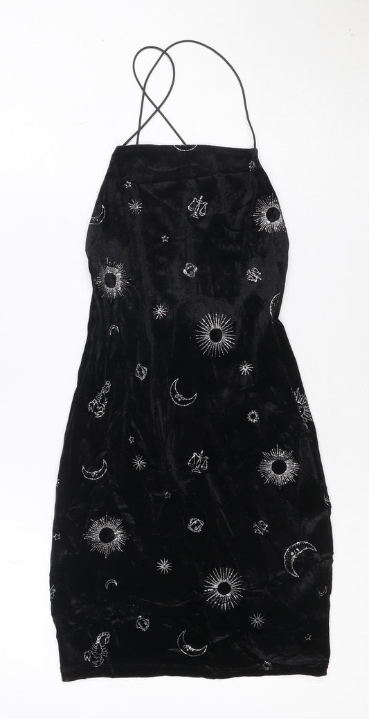 Divided Women’s Black Velvet Zodiac Slip Dress XS