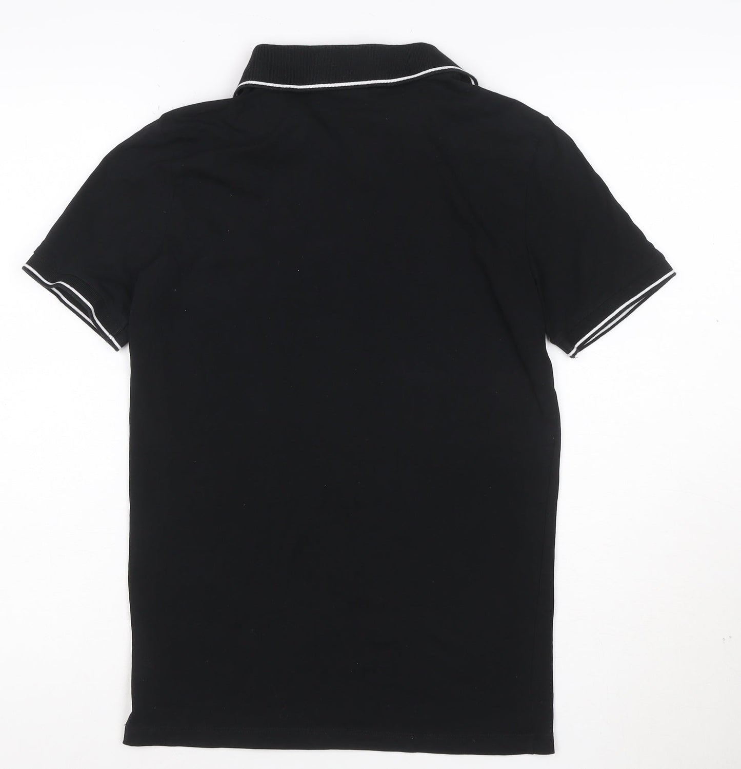 H&M Men's Black Slim Fit 1/4 Zip Polo Shirt XS