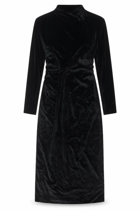 Zara Women Black Velvet Long Sleeve Maxi Wrap Dress L