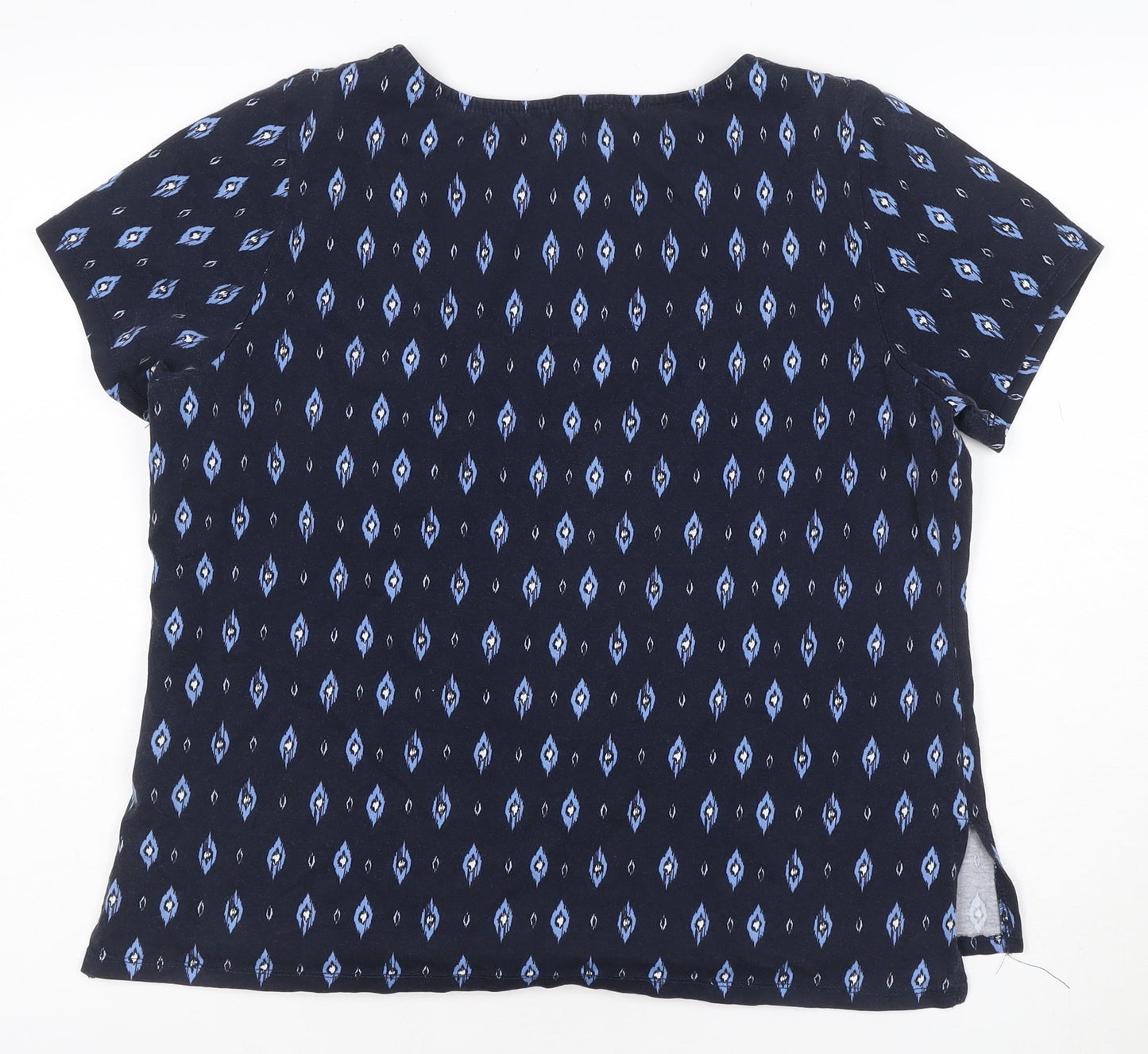 Principles Petite Women's Blue Geometric Cotton Short Sleeve T-Shirt Size 16