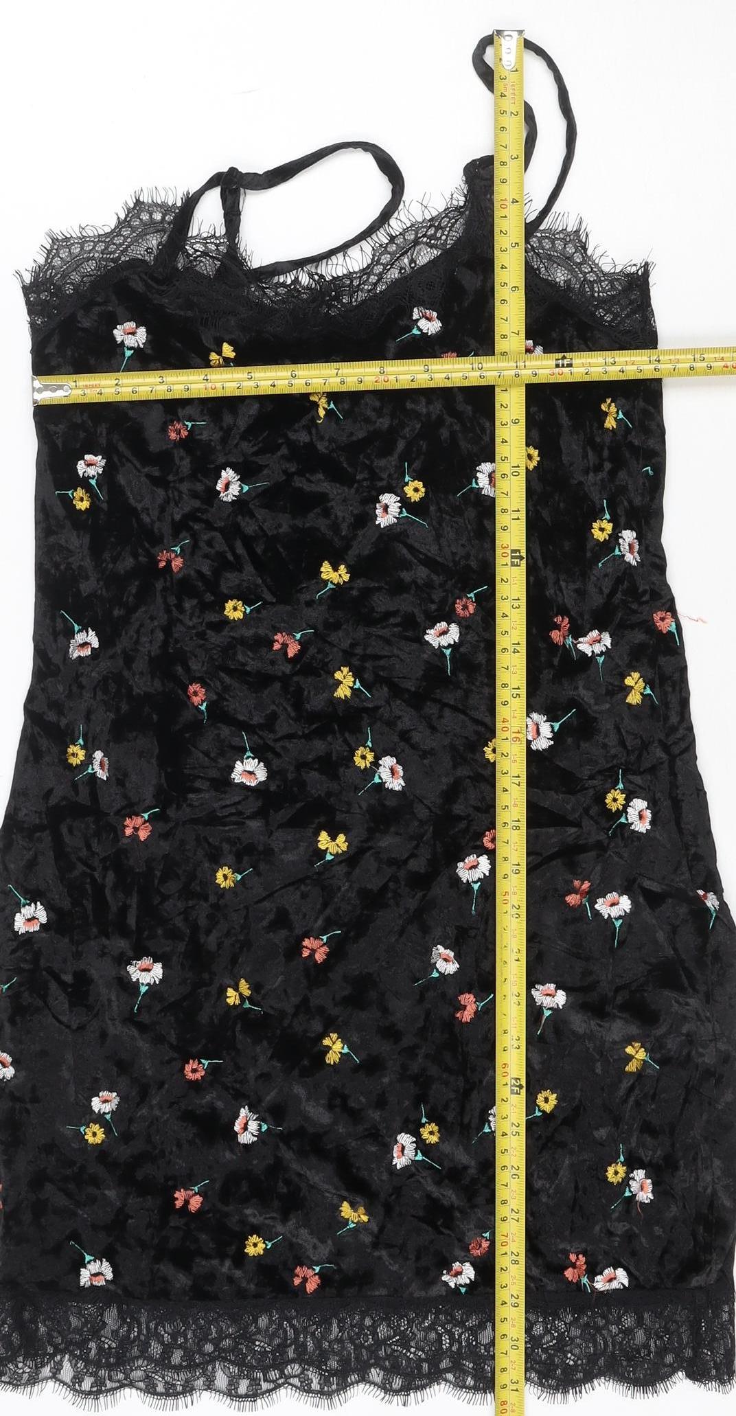 ASOS Women’s Black Floral Velvet Lace Slip Dress Size 6