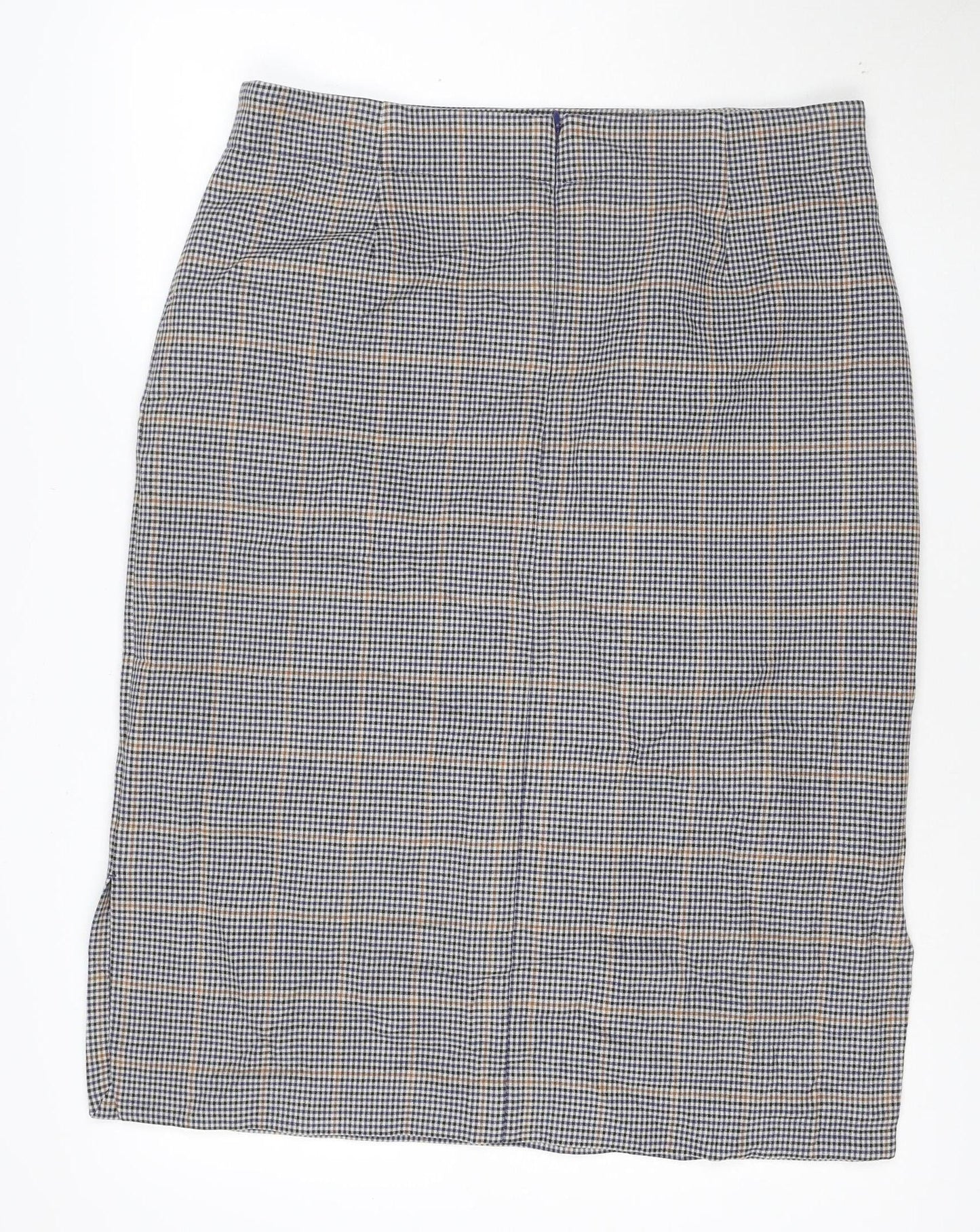 Marks and Spencer Women's Blue Check Pencil Skirt Size 16 Lined Workwear