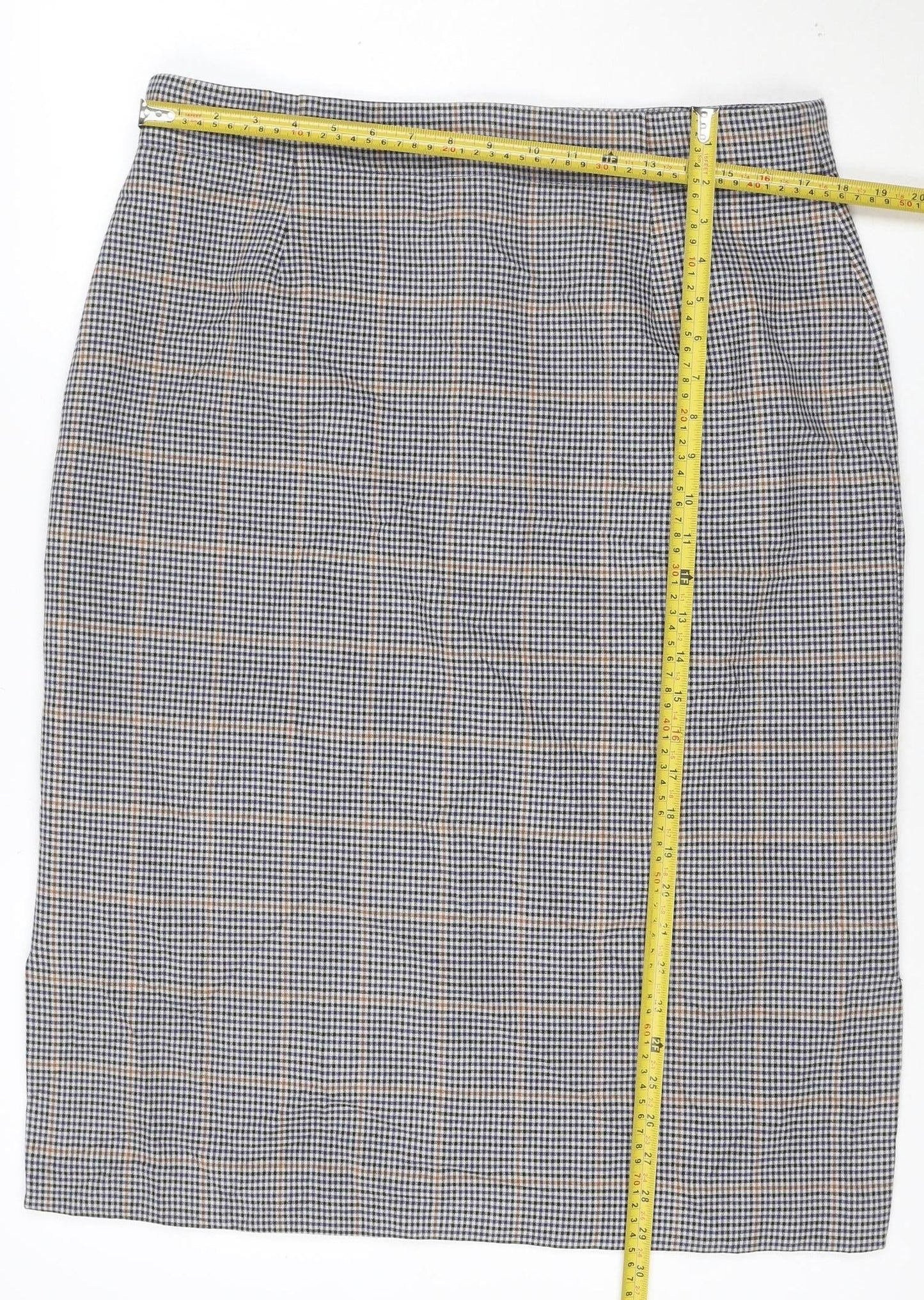 Marks and Spencer Women's Blue Check Pencil Skirt Size 16 Lined Workwear