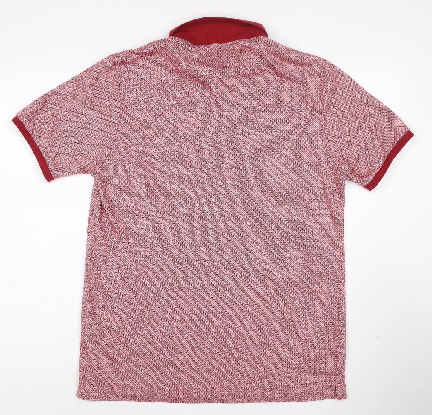 Remus Uomo Jeans Mens Red Geometric Pattern Polo Shirt XL