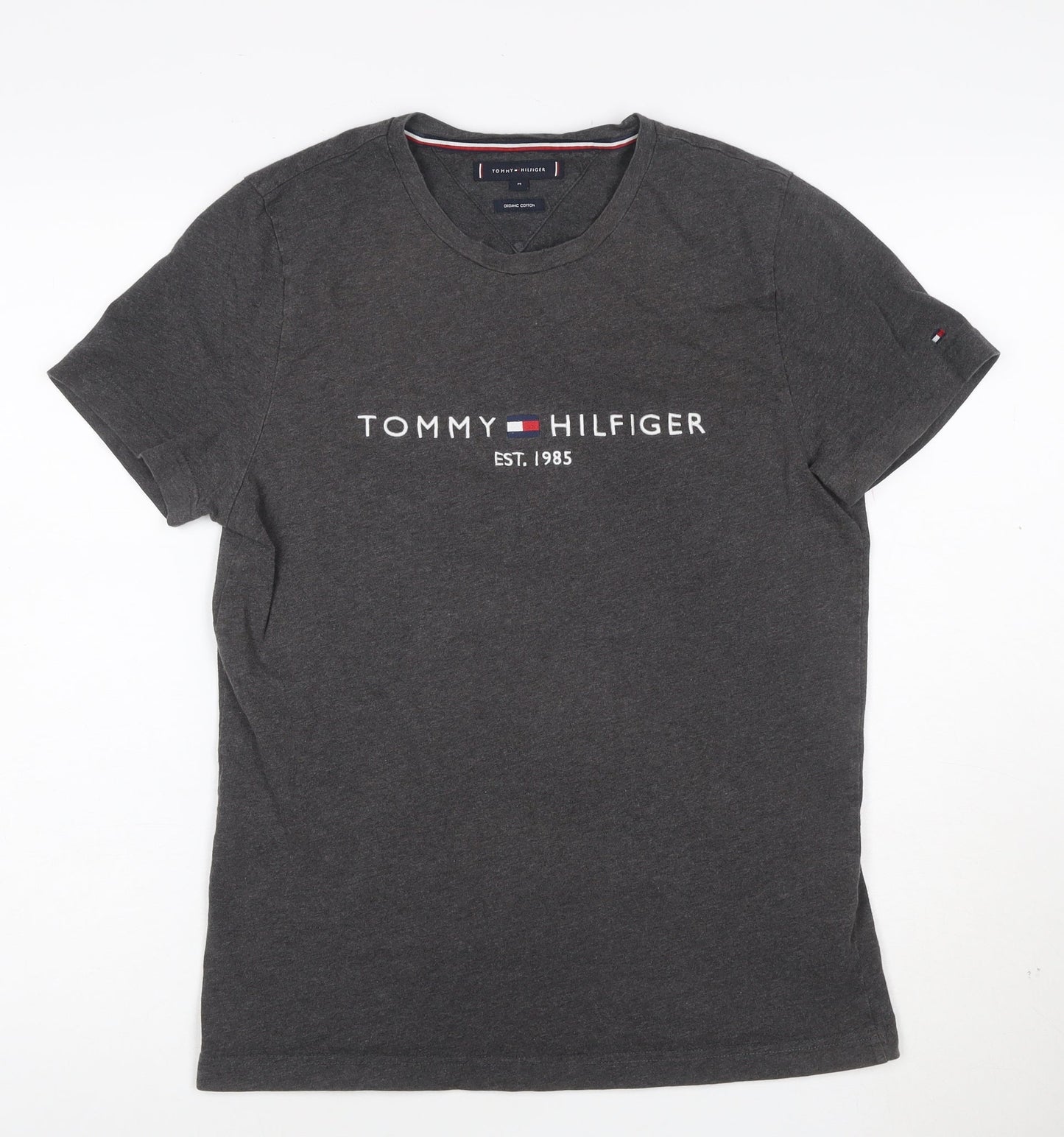 Tommy Hilfiger Men's Charcoal Organic Cotton Crew Neck T-Shirt M