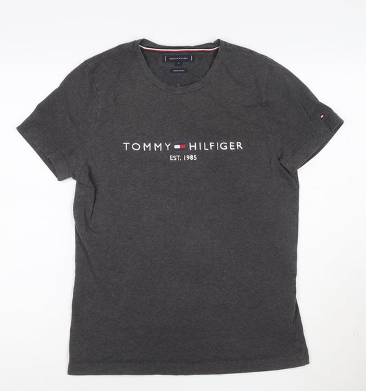 Tommy Hilfiger Men's Charcoal Organic Cotton Crew Neck T-Shirt M
