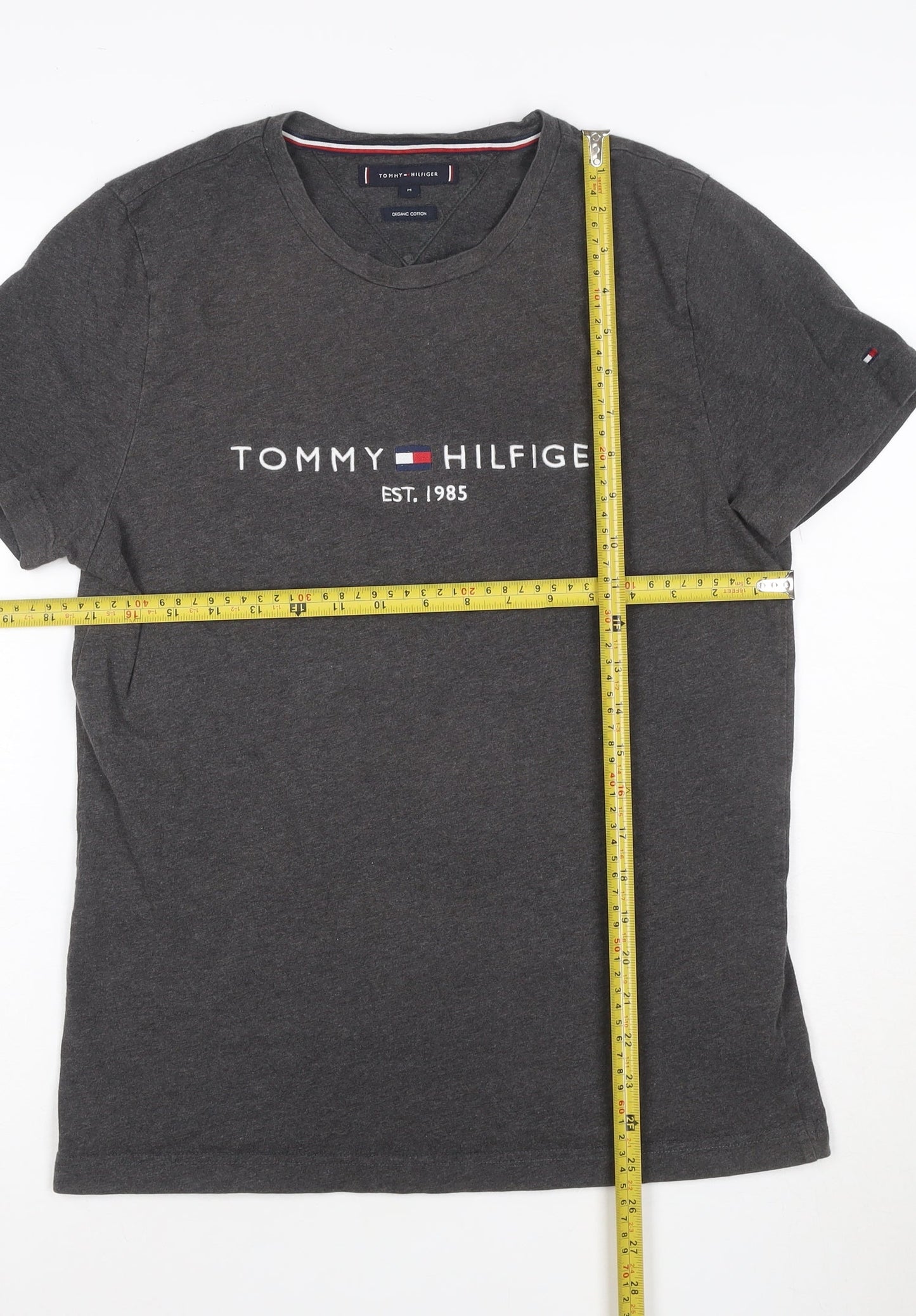 Tommy Hilfiger Men's Charcoal Organic Cotton Crew Neck T-Shirt M
