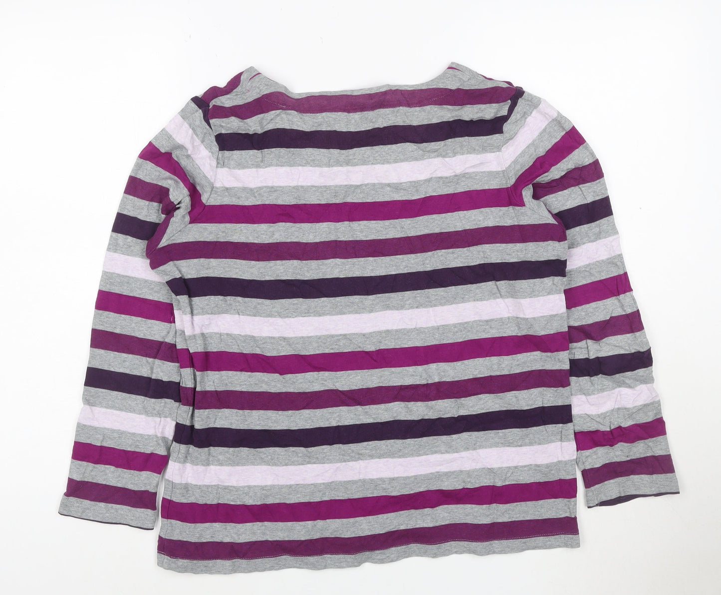 Maine New England Womens Multicoloured Striped Long Sleeve Cotton T-Shirt Size 16
