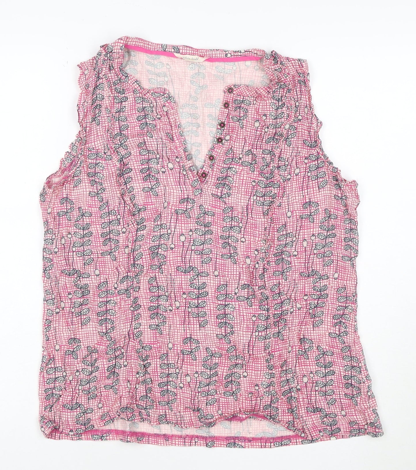 White Stuff Womens Pink Floral Sleeveless Tunic Blouse UK 16