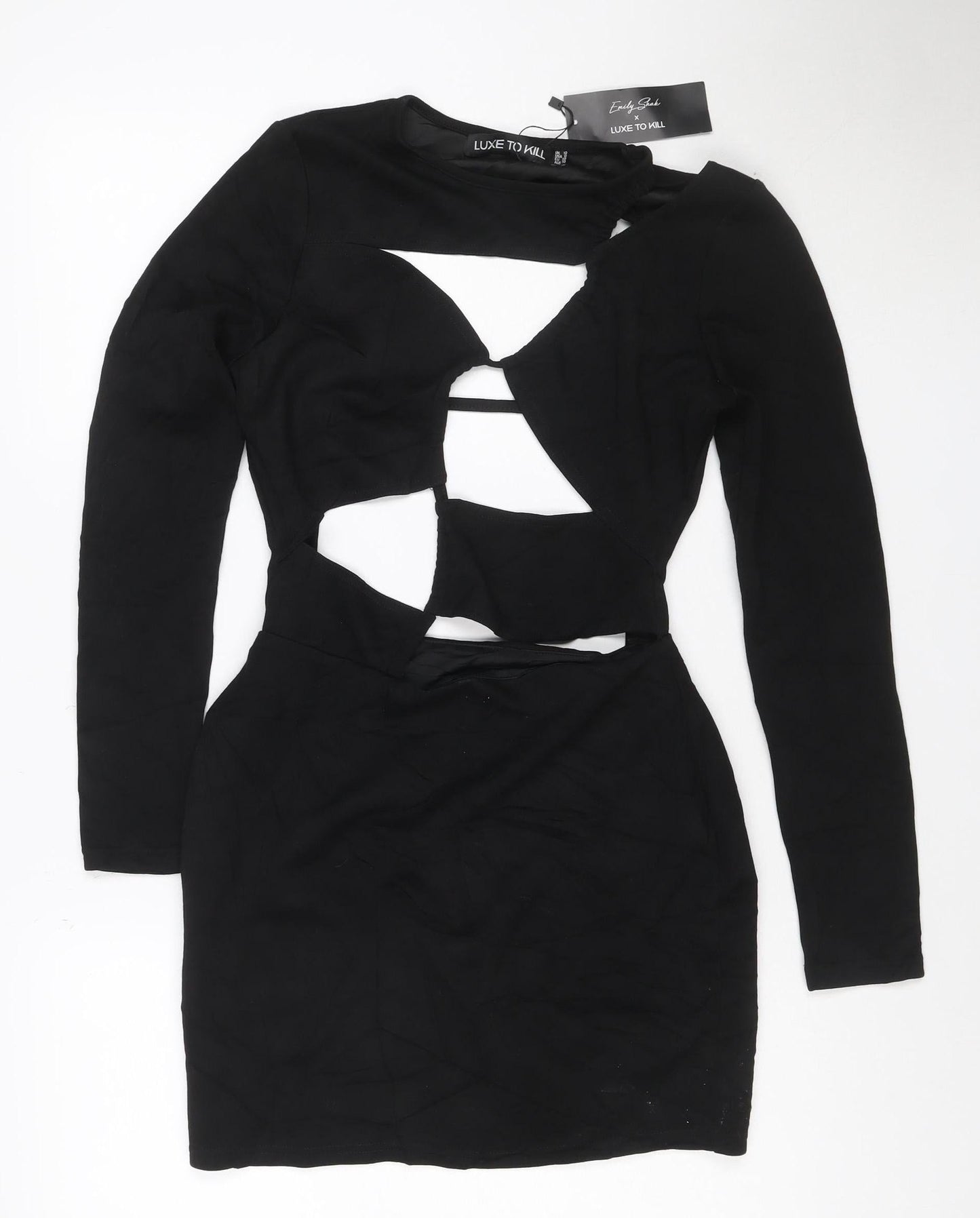 Luxe To Kill Women's Black Cut Out Long Sleeve Bodycon Party Dress M