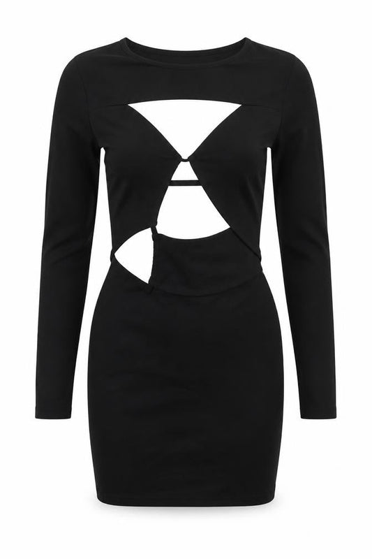 Luxe To Kill Women's Black Cut Out Long Sleeve Bodycon Party Dress M