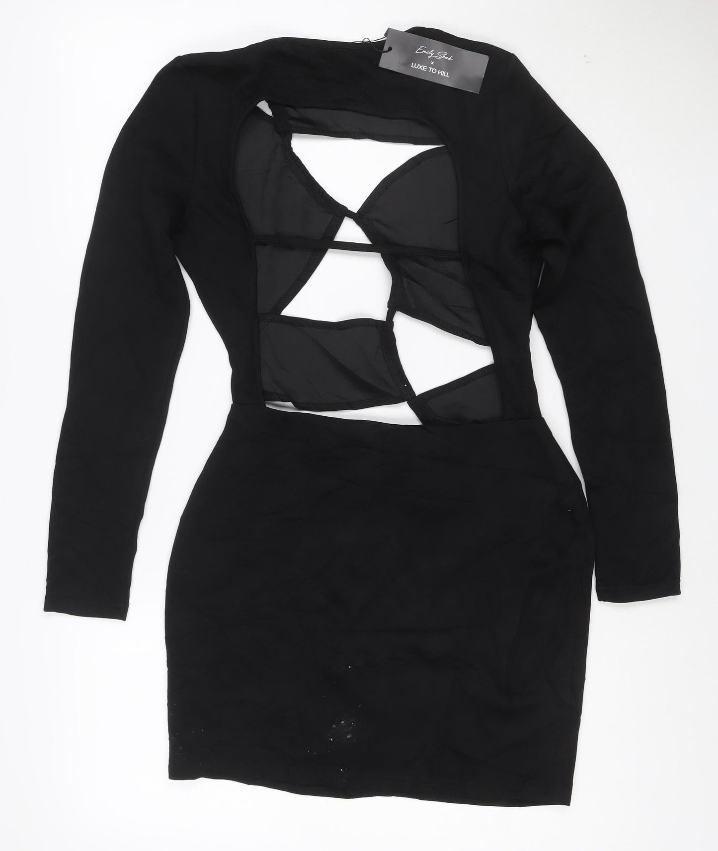 Luxe To Kill Women's Black Cut Out Long Sleeve Bodycon Party Dress M