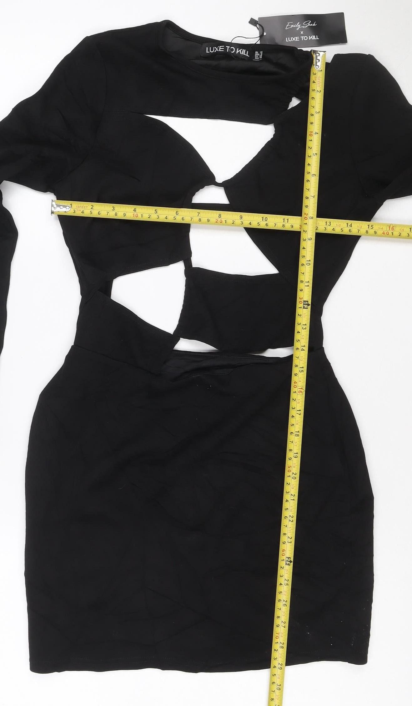Luxe To Kill Women's Black Cut Out Long Sleeve Bodycon Party Dress M