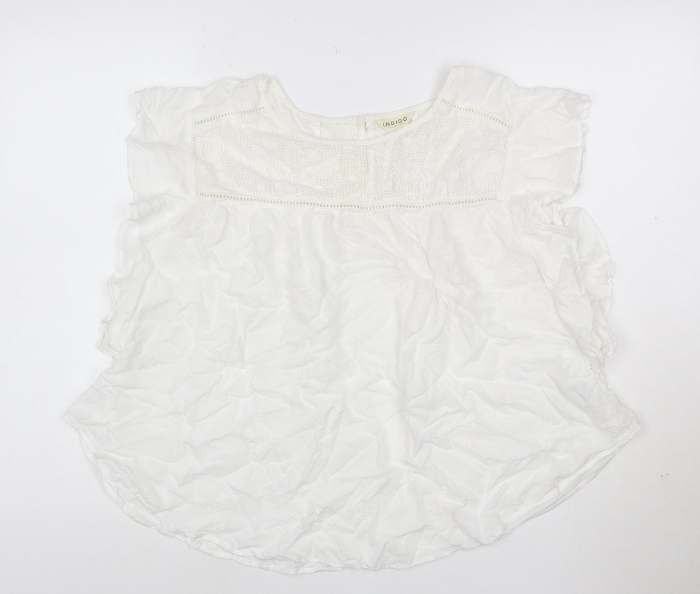 Marks and Spencer Women White Embroidered Boho Blouse Size 16