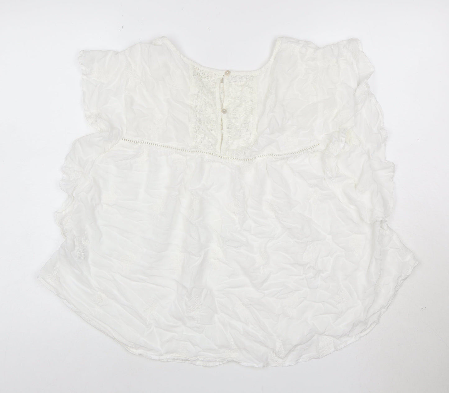 Marks and Spencer Women White Embroidered Boho Blouse Size 16