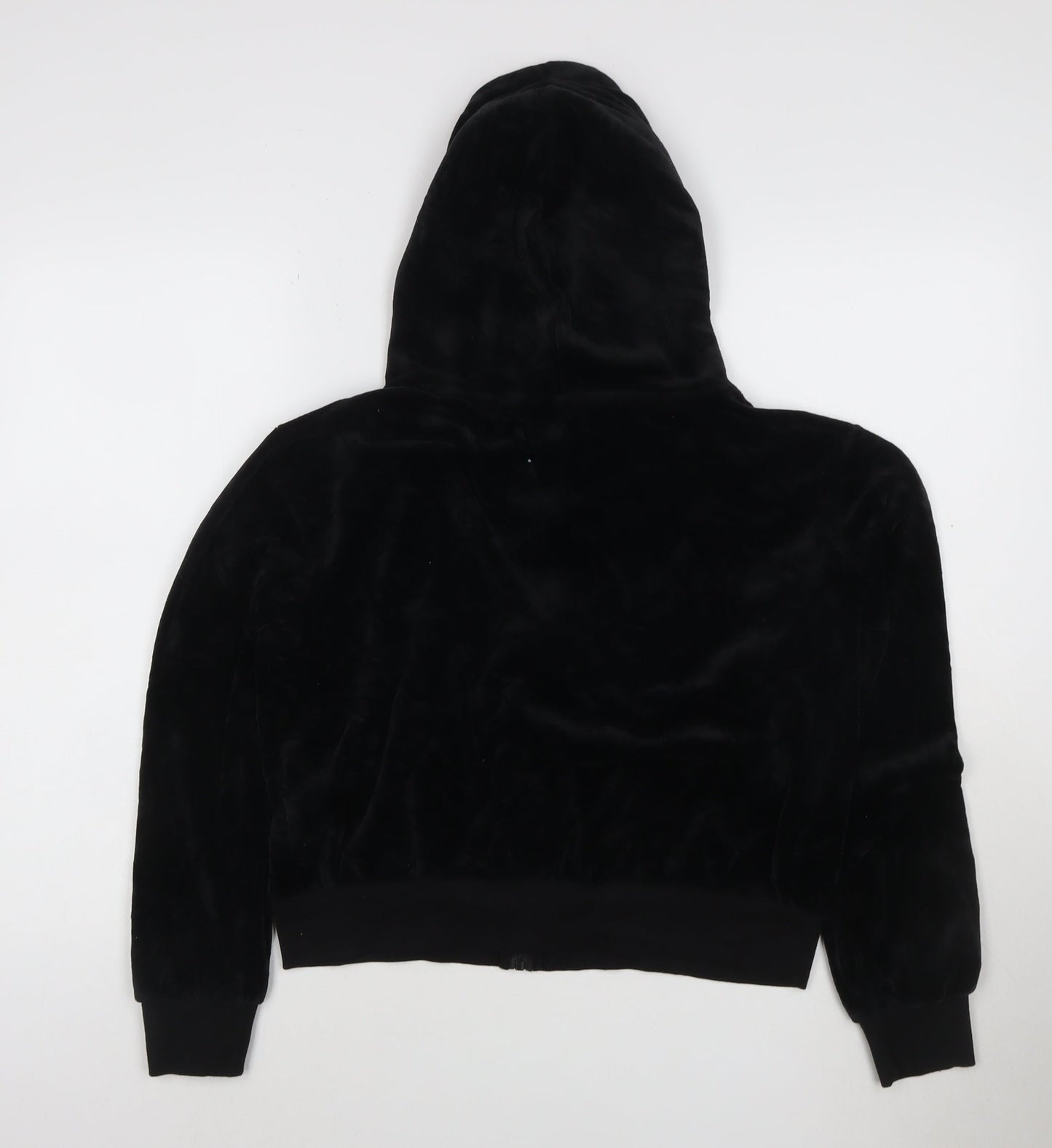 Boohoo Womens Black Velour Full Zip Hoodie UK 14